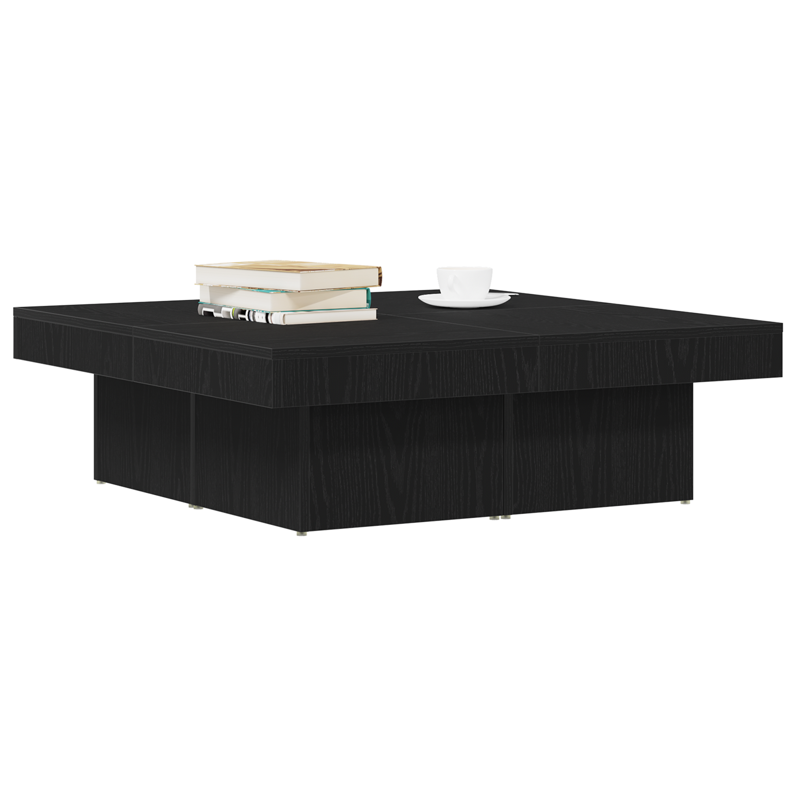 Table basse vidaXL en chêne noir 90x90x28 cm en bois d'ingénierie