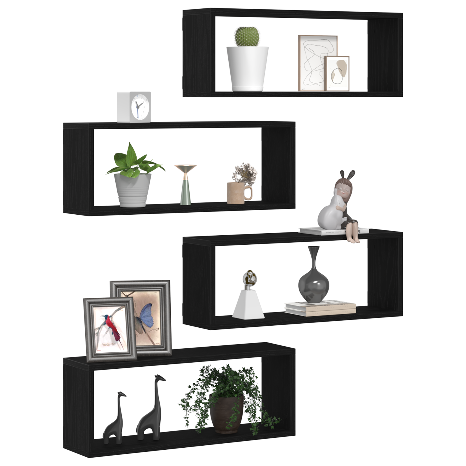 Étagères murales avec étagère 4 pcs Chêne noir 60 x 15 x 23 cm - XIOS