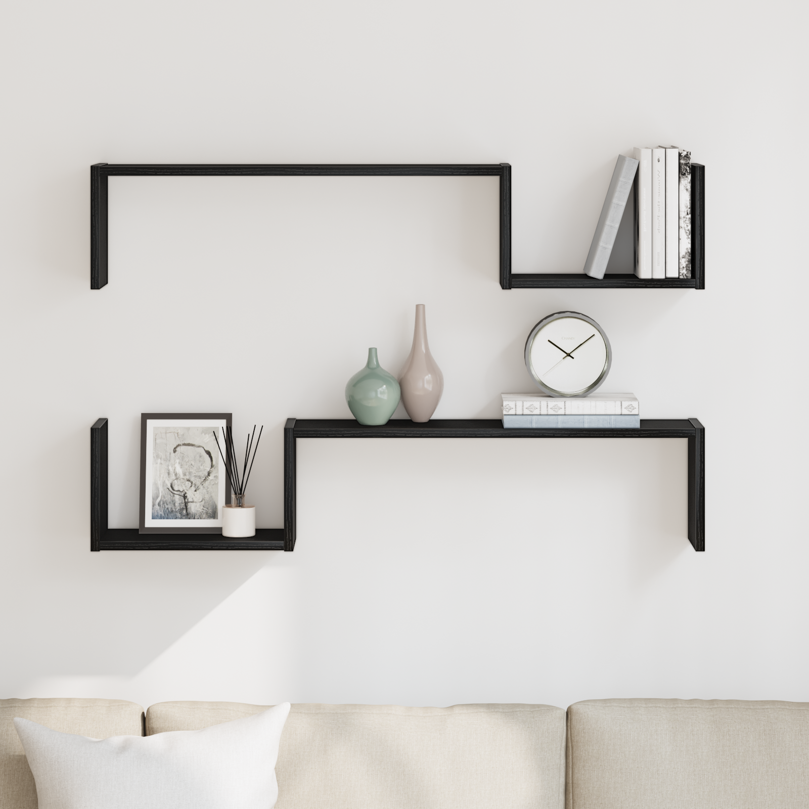 Étagère Murale avec étagère 2 pcs Chêne noir 100 x 15 x 20 cm - XIOS