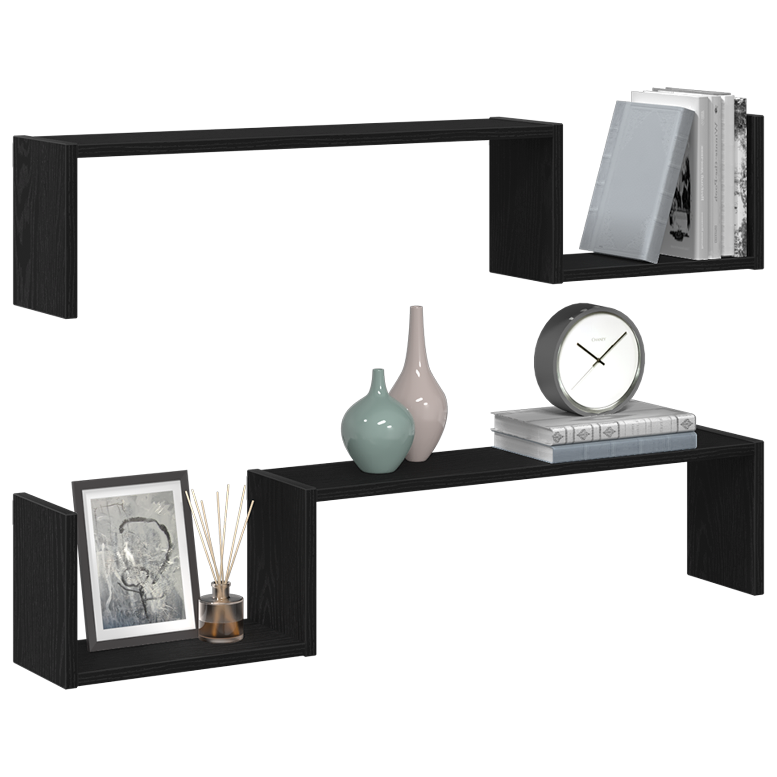 Étagère Murale avec étagère 2 pcs Chêne noir 100 x 15 x 20 cm - XIOS