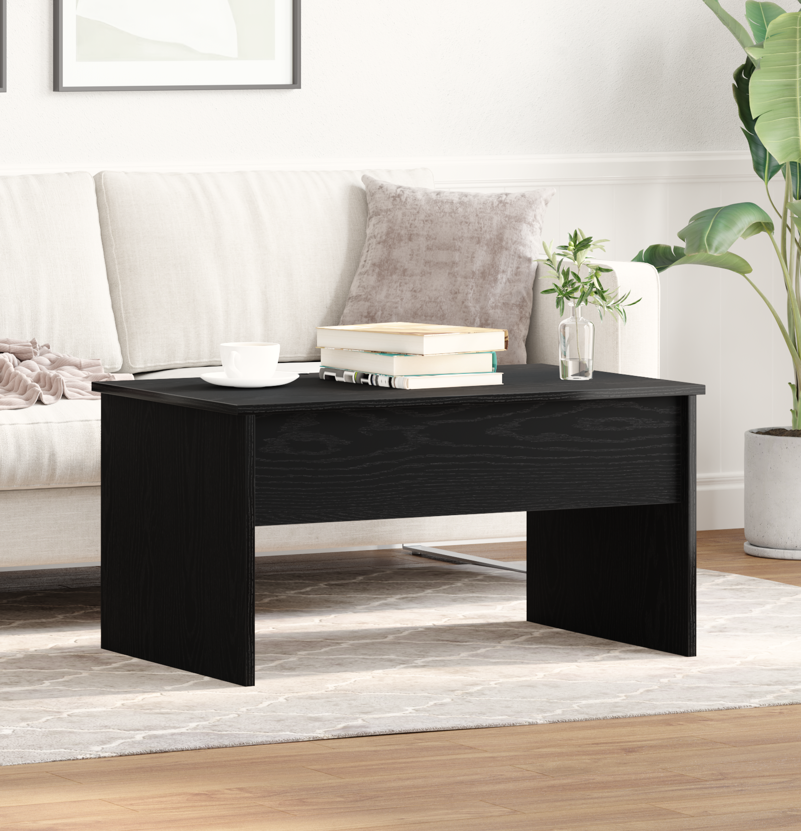 Table basse en chêne noir vidaXL - 80 x 50.5 x 41.5 cm XIOS