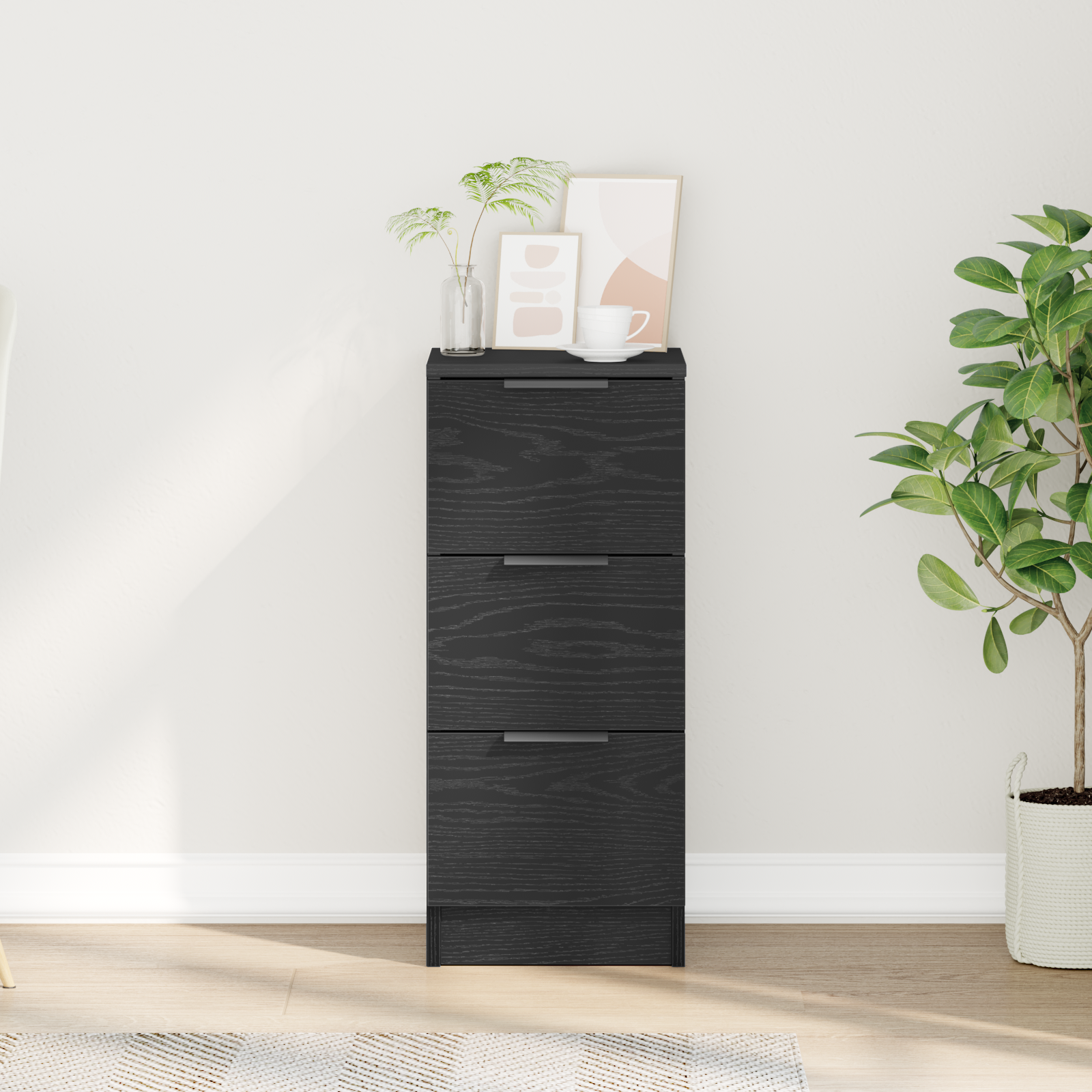 Buffet en chêne noir vidaXL 30x30x70 cm en bois d'ingénierie