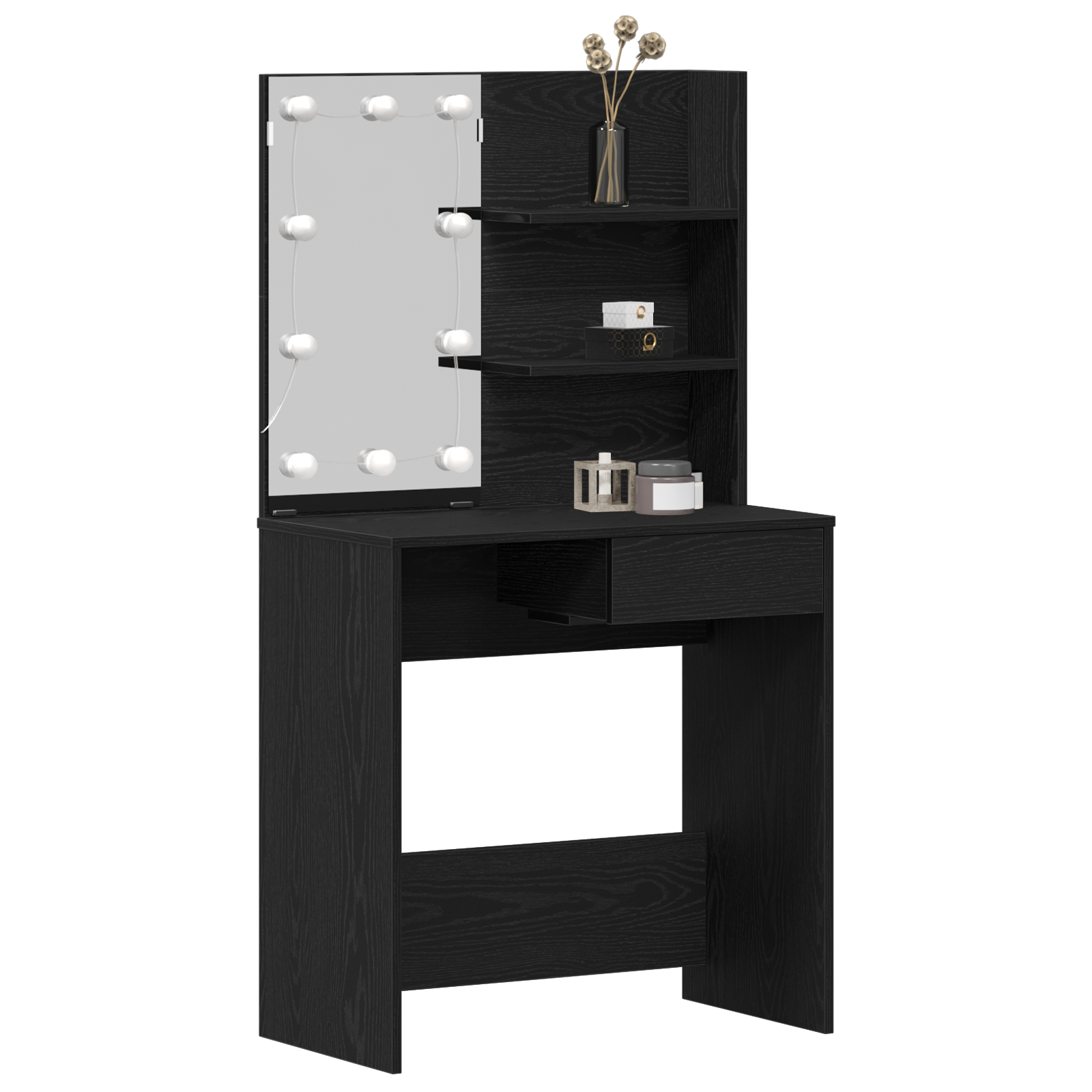 Table de Toilette avec tiroir Chêne noir 74.5 x 40 x 141 cm - XIOS
