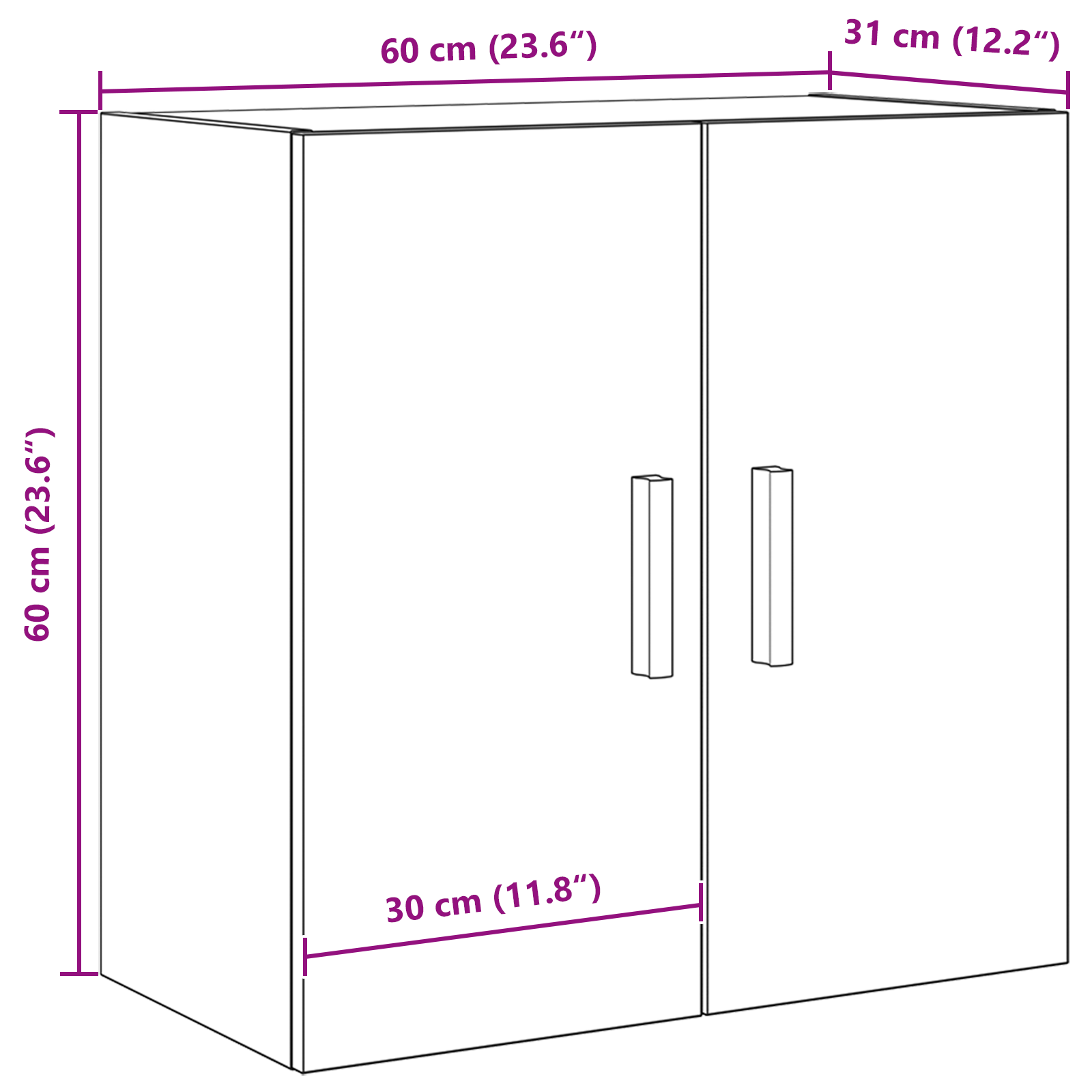 Armoire murale en chêne noir vidaXL - 60x30x60 cm, Fabriquée en bois d'ingénierie