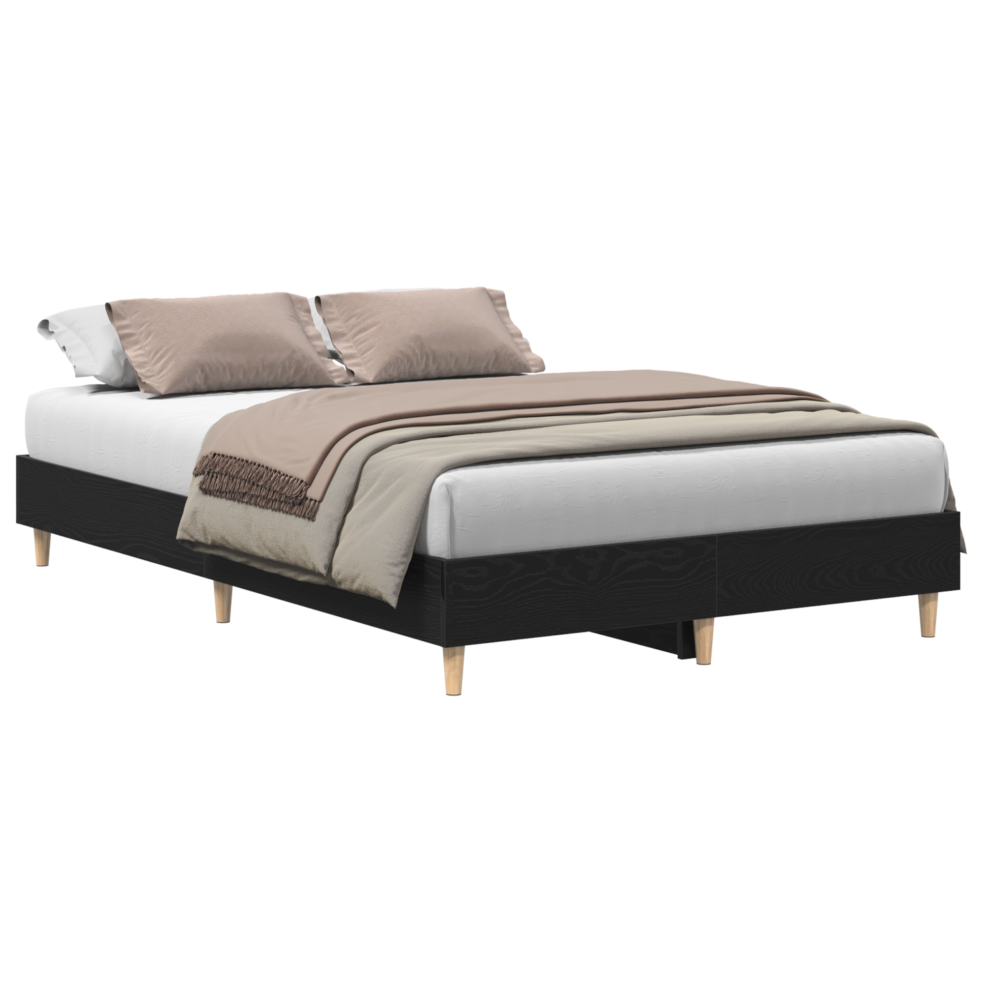 Lit vidaXL 120x190 cm en bois d'ingénierie chêne noir