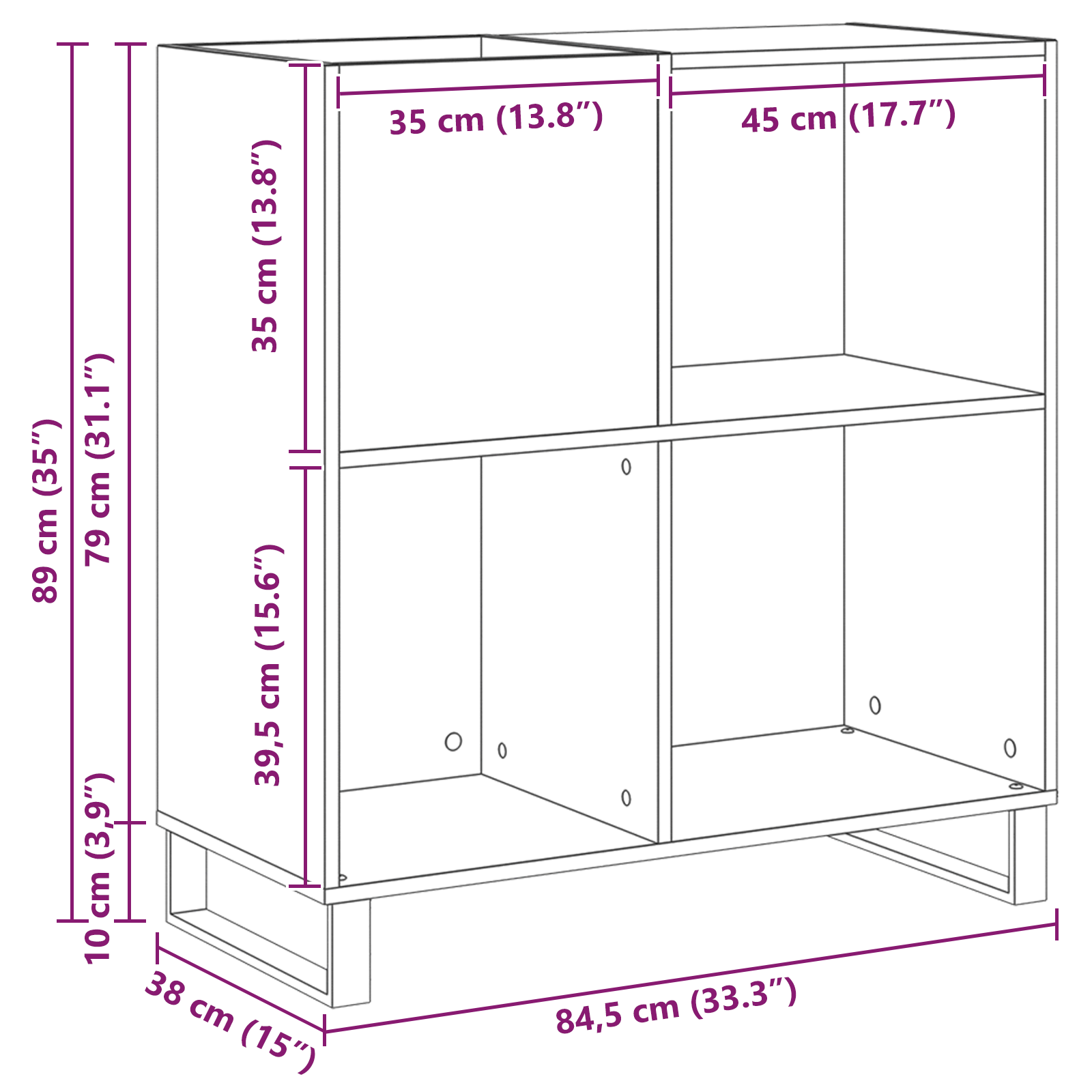 Meuble d'enregistrement Chêne noir 84,5x38x90 cm Bois d'ingénierie