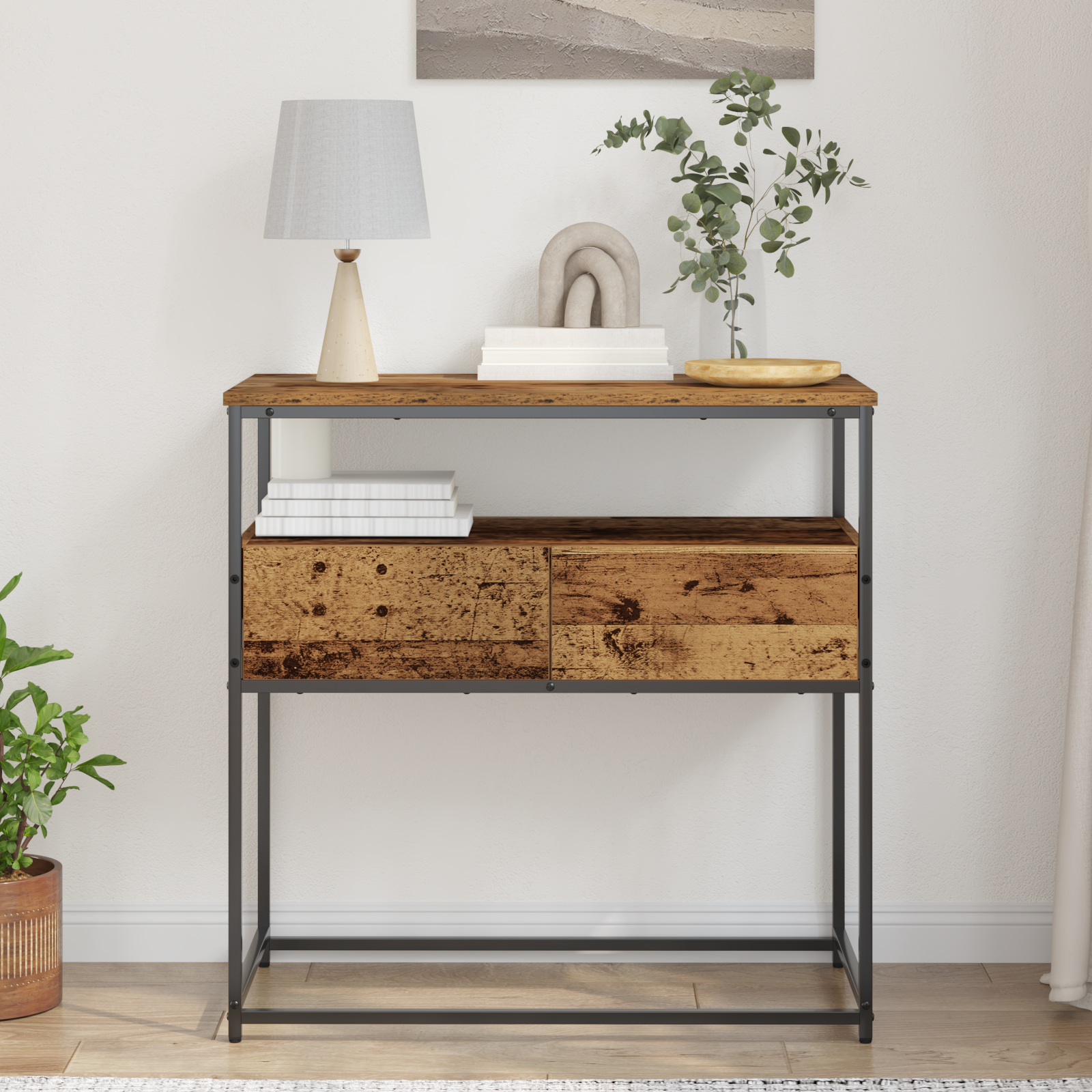 Table Console avec tiroir Bois Ancien 75 x 40 x 75 cm - XIOS