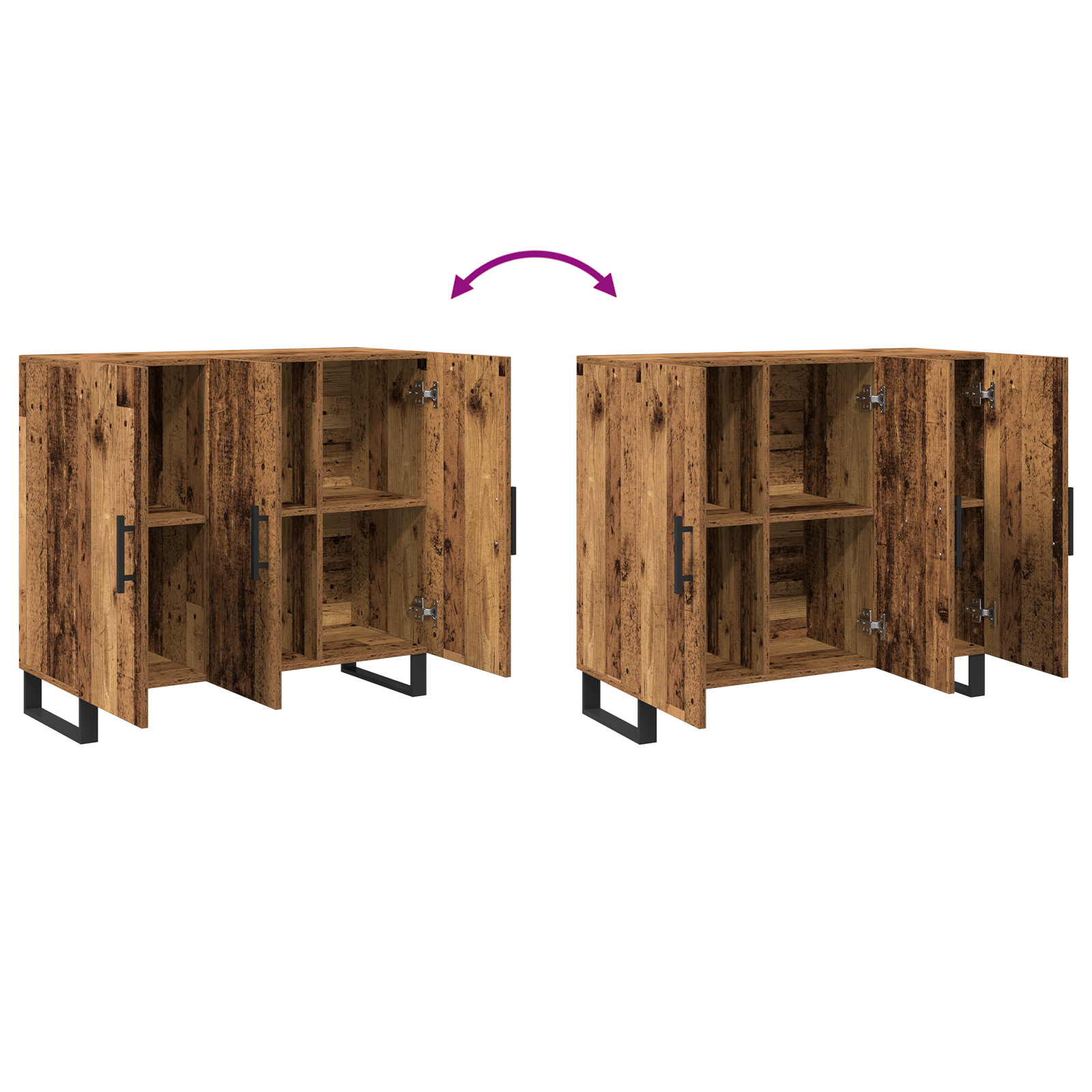 Buffet vidaXL avec 3 portes en vieux bois 90x34x80 cm en bois d'ingénierie
