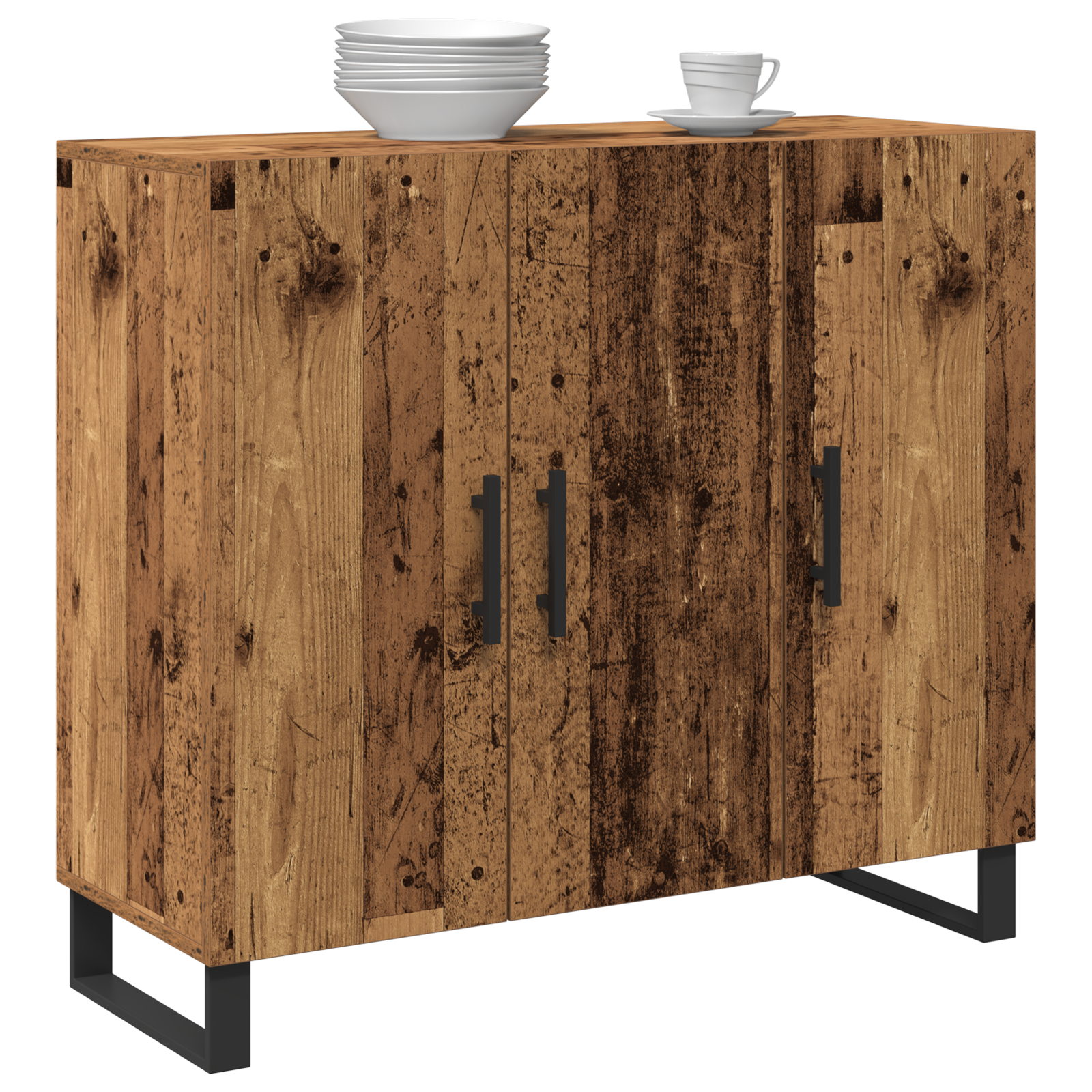 Buffet vidaXL avec 3 portes en vieux bois 90x34x80 cm en bois d'ingénierie