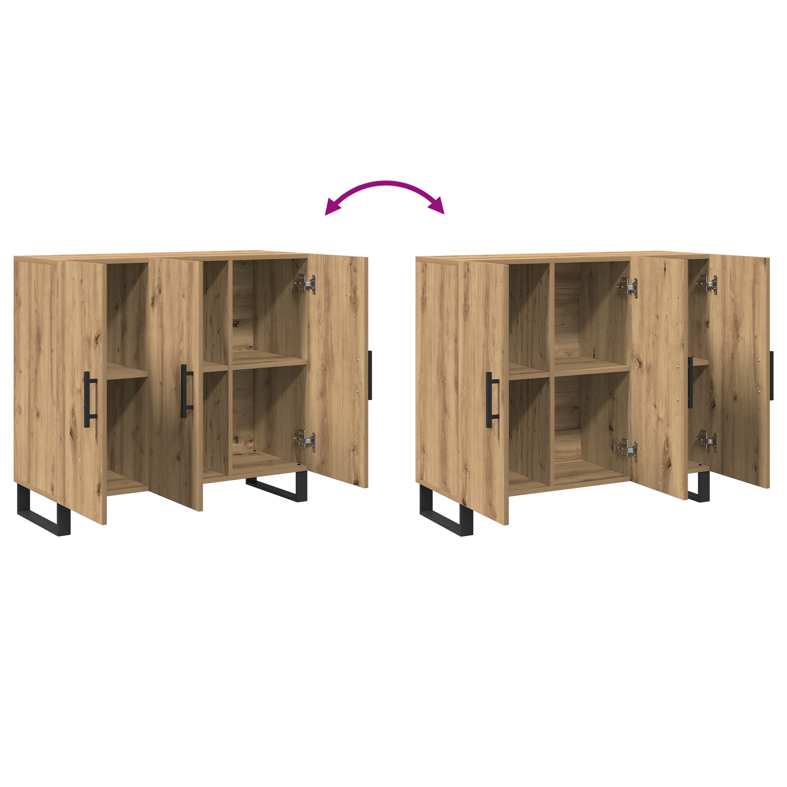Buffet vidaXL avec 3 Portes Chêne Artisan 90x34x80 cm Bois d'ingénierie