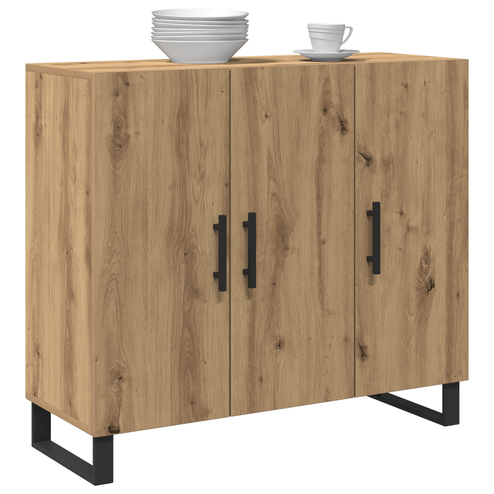 Buffet vidaXL avec 3 Portes Chêne Artisan 90x34x80 cm Bois d'ingénierie