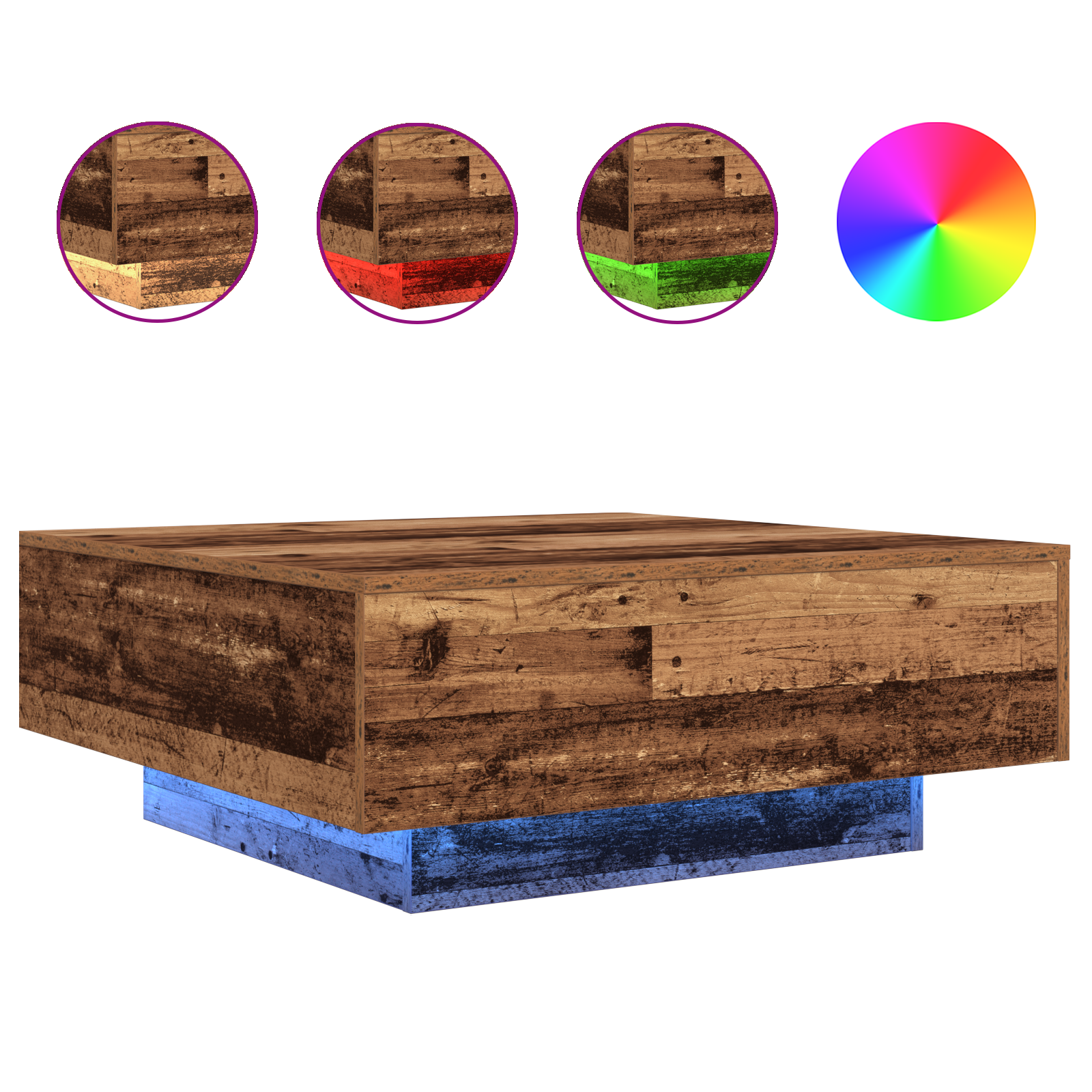 Table Basse Bois vieilli Bleu 80 x 80 x 31 cm Bois d'ingénierie - XIOS