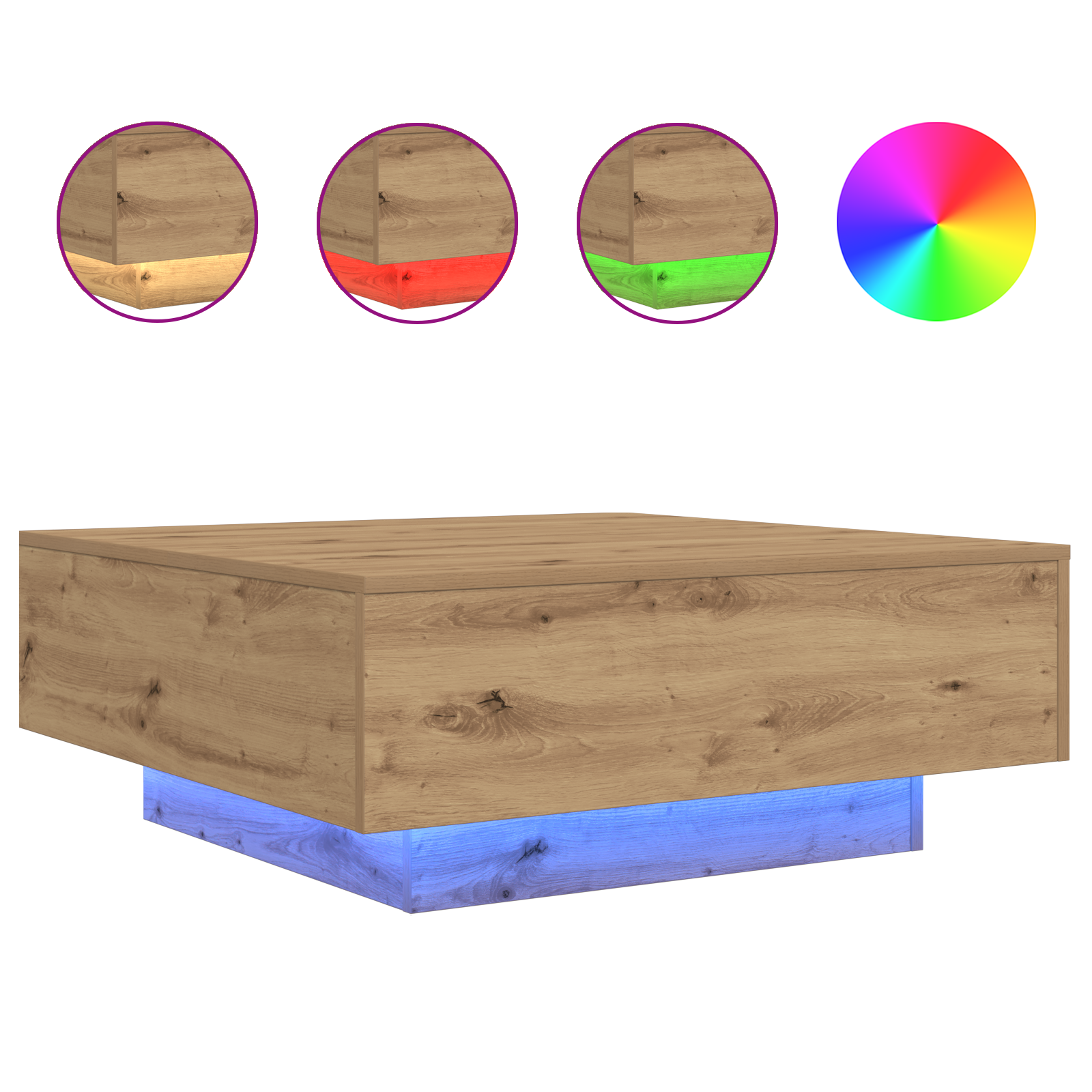 Table Basse chêne artisanal 80 x 80 x 31 cm Bois d'ingénierie - XIOS