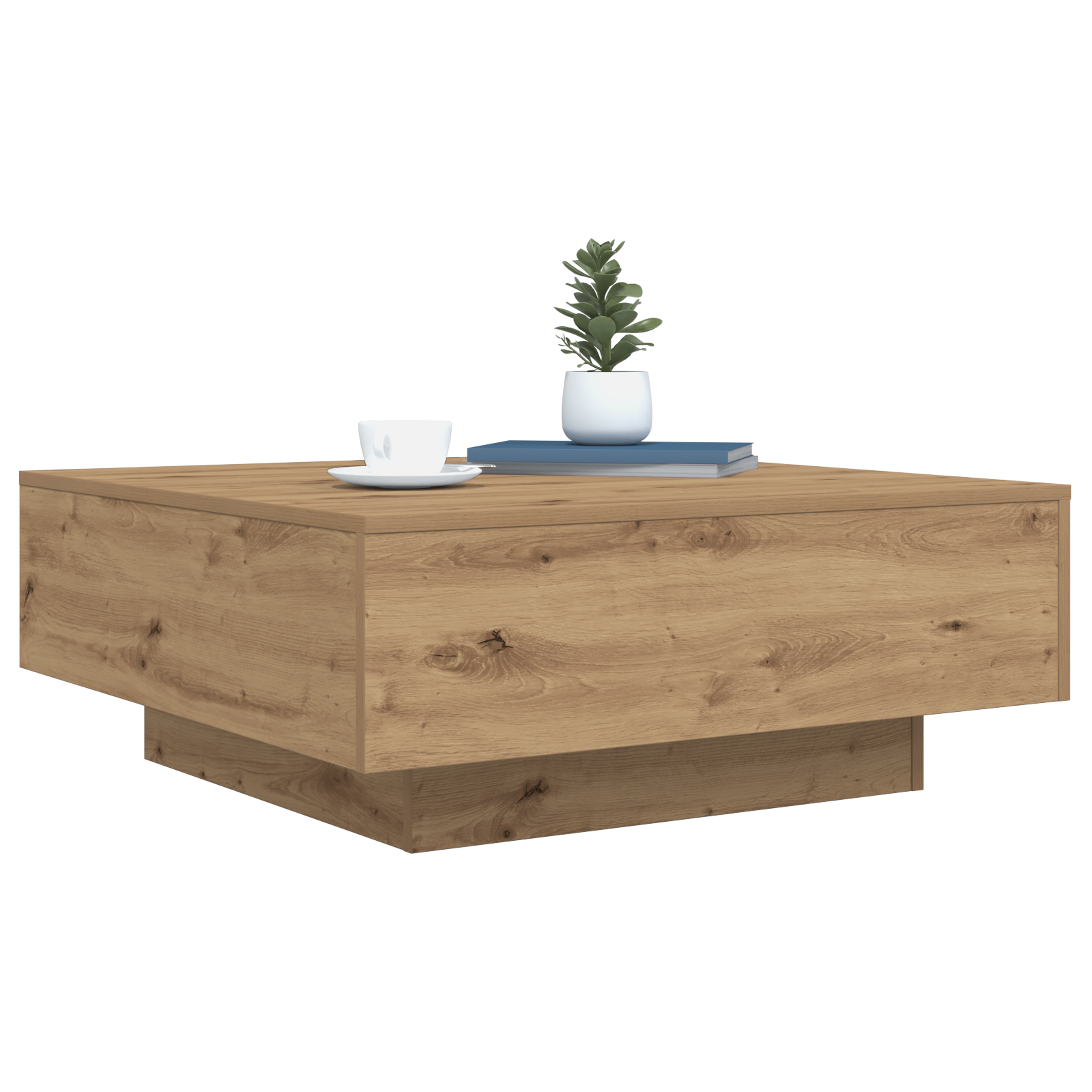 Table Basse chêne artisanal 80 x 80 x 31 cm Bois d'ingénierie - XIOS