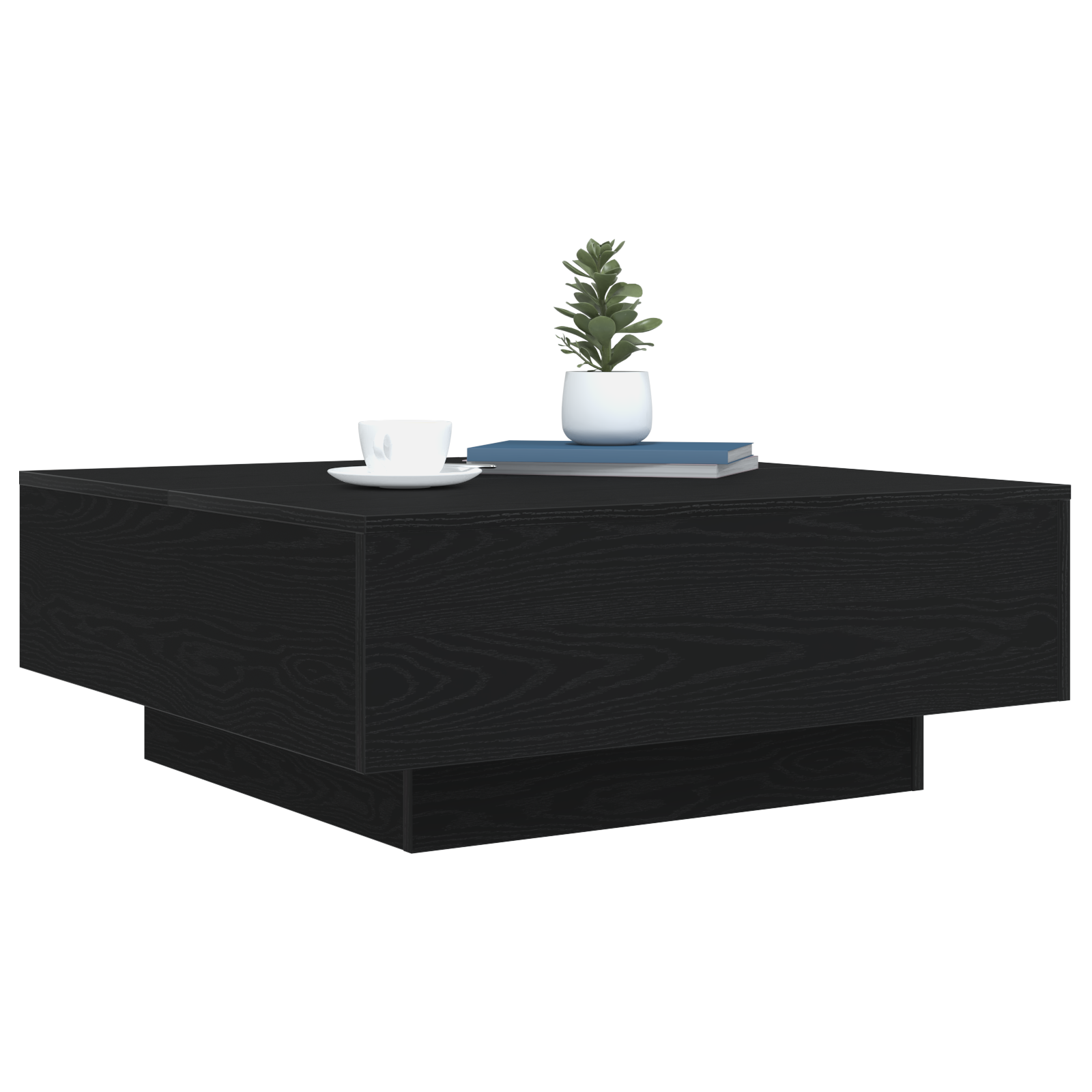 Table basse vidaXL avec lumières LED Chêne noir 80x80x31 cm