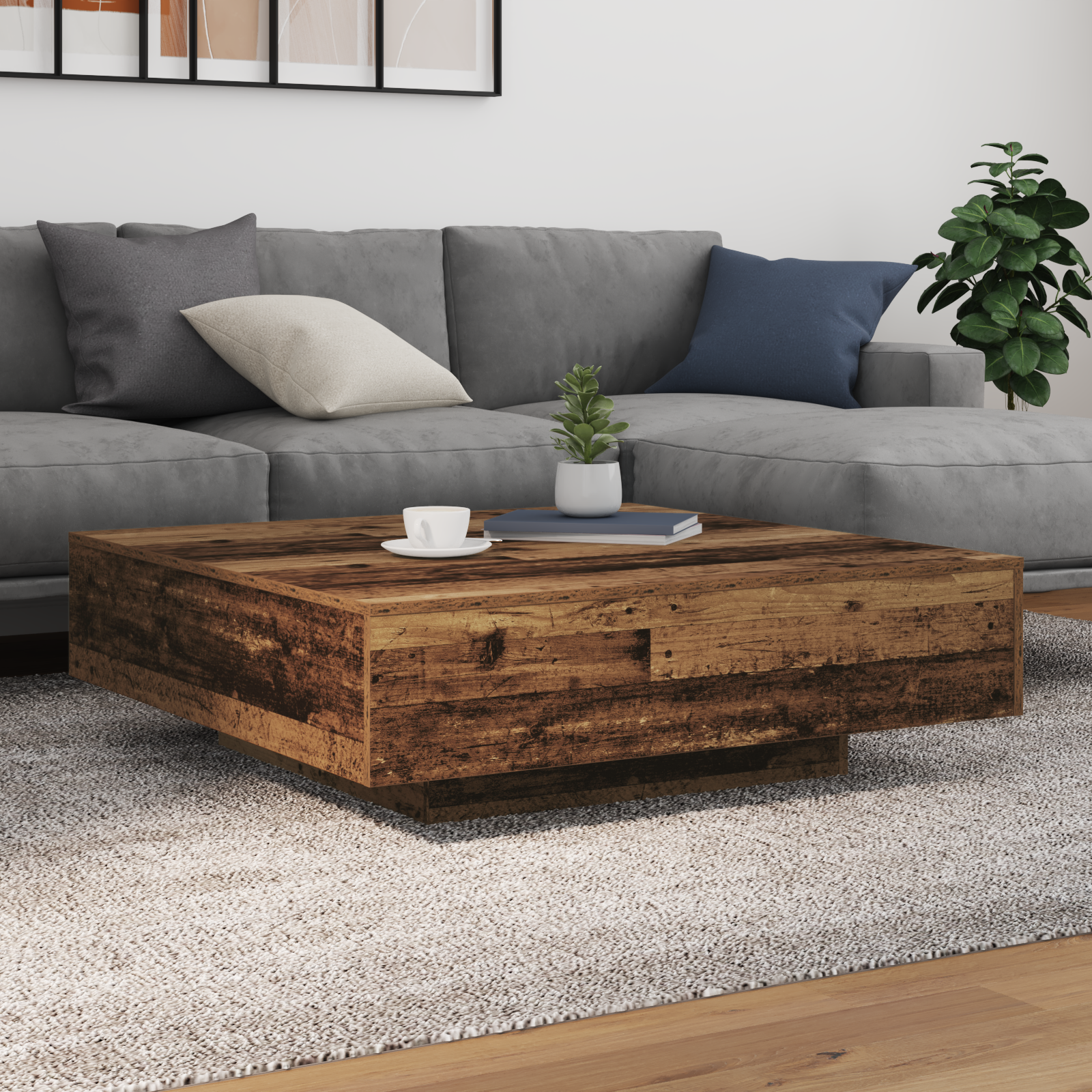 Table Basse Bois ancien 100 x 100 x 31 cm Bois d'ingénierie - XIOS