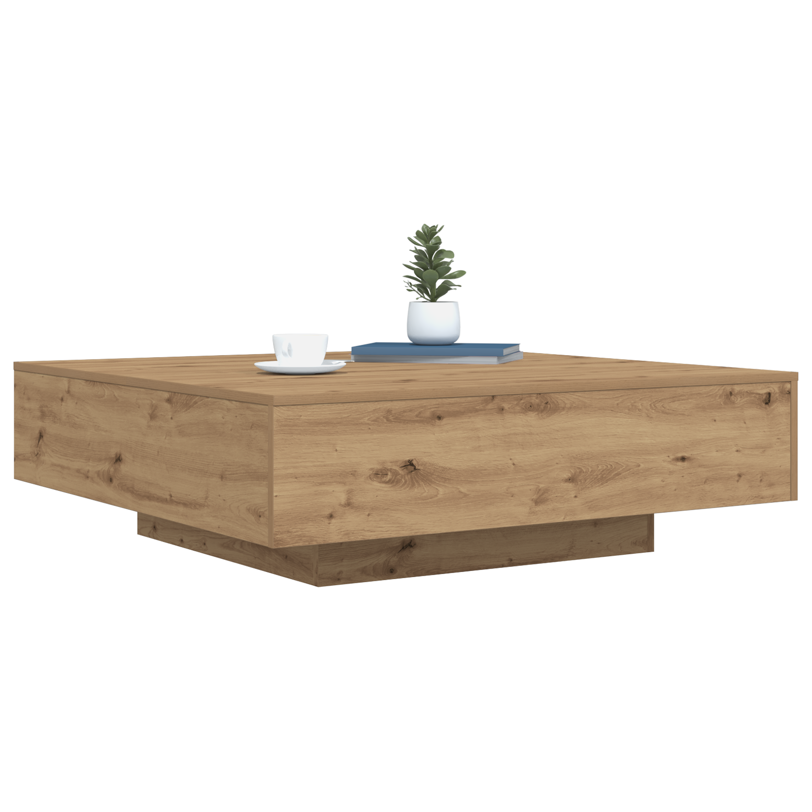Table Basse chêne artisanal 100 x 100 x 31 cm Bois d'ingénierie - XIOS