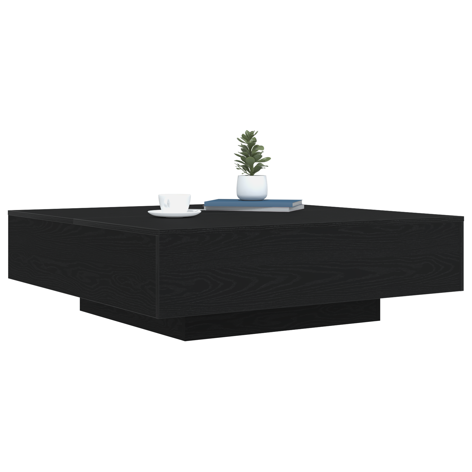 Table basse vidaXL avec lumières LED Chêne noir 100x100x31 cm