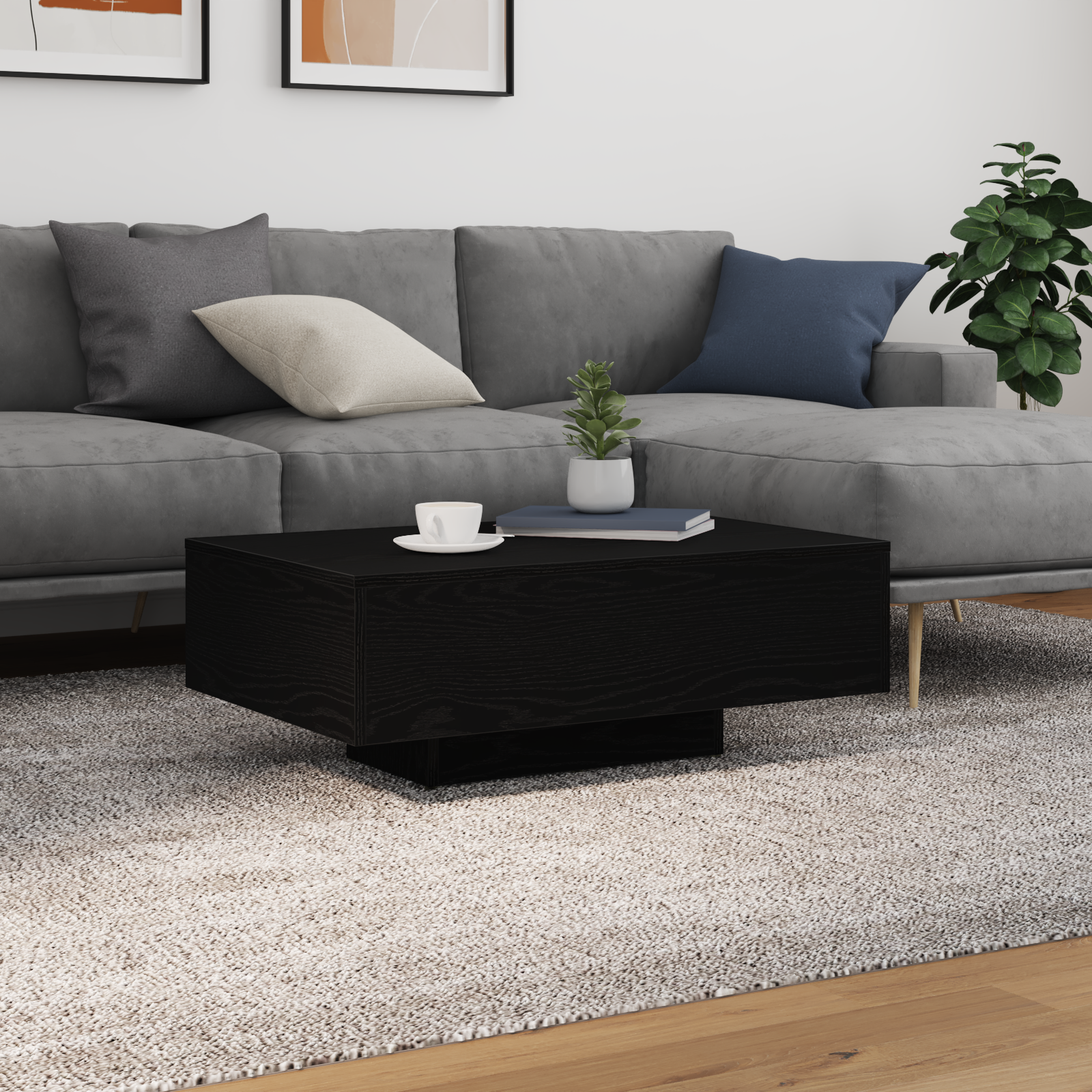 Table Basse Chêne noir 85 x 55 x 31 cm Bois d'ingénierie - XIOS