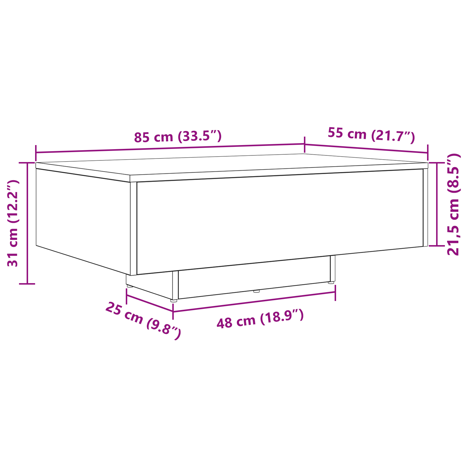 Table Basse Chêne noir 85 x 55 x 31 cm Bois d'ingénierie - XIOS