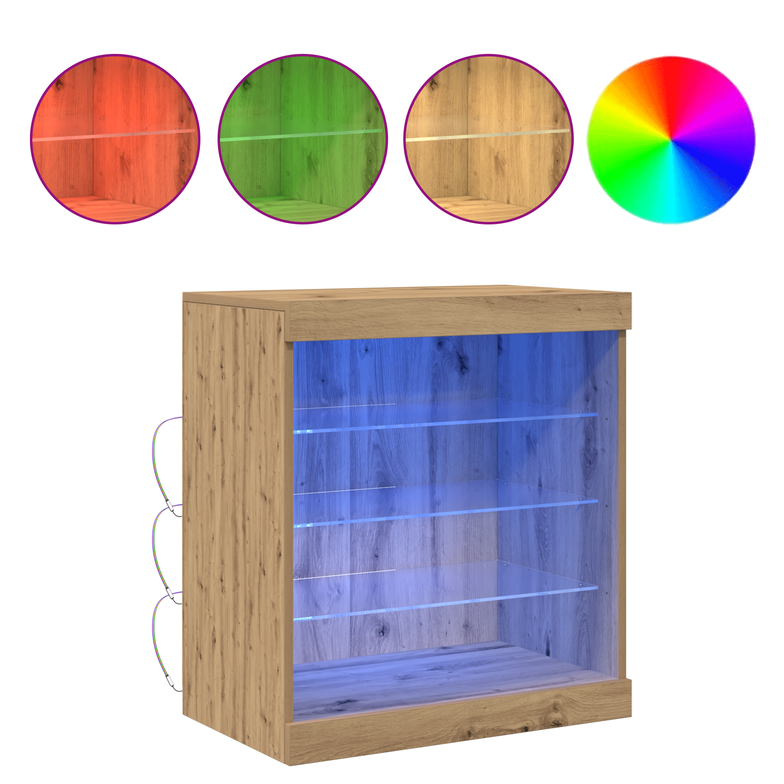 Buffet vidaXL avec lumières LED Chêne artisan 60,5x37x67 cm