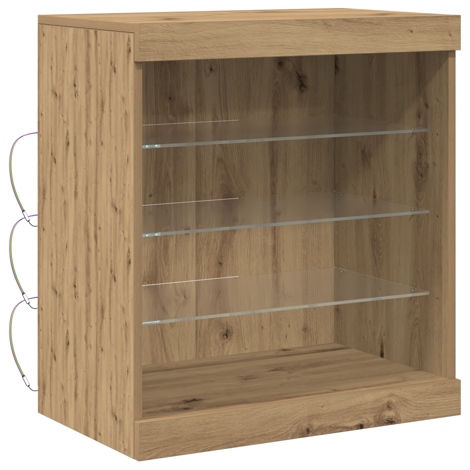 Buffet vidaXL avec lumières LED Chêne artisan 60,5x37x67 cm
