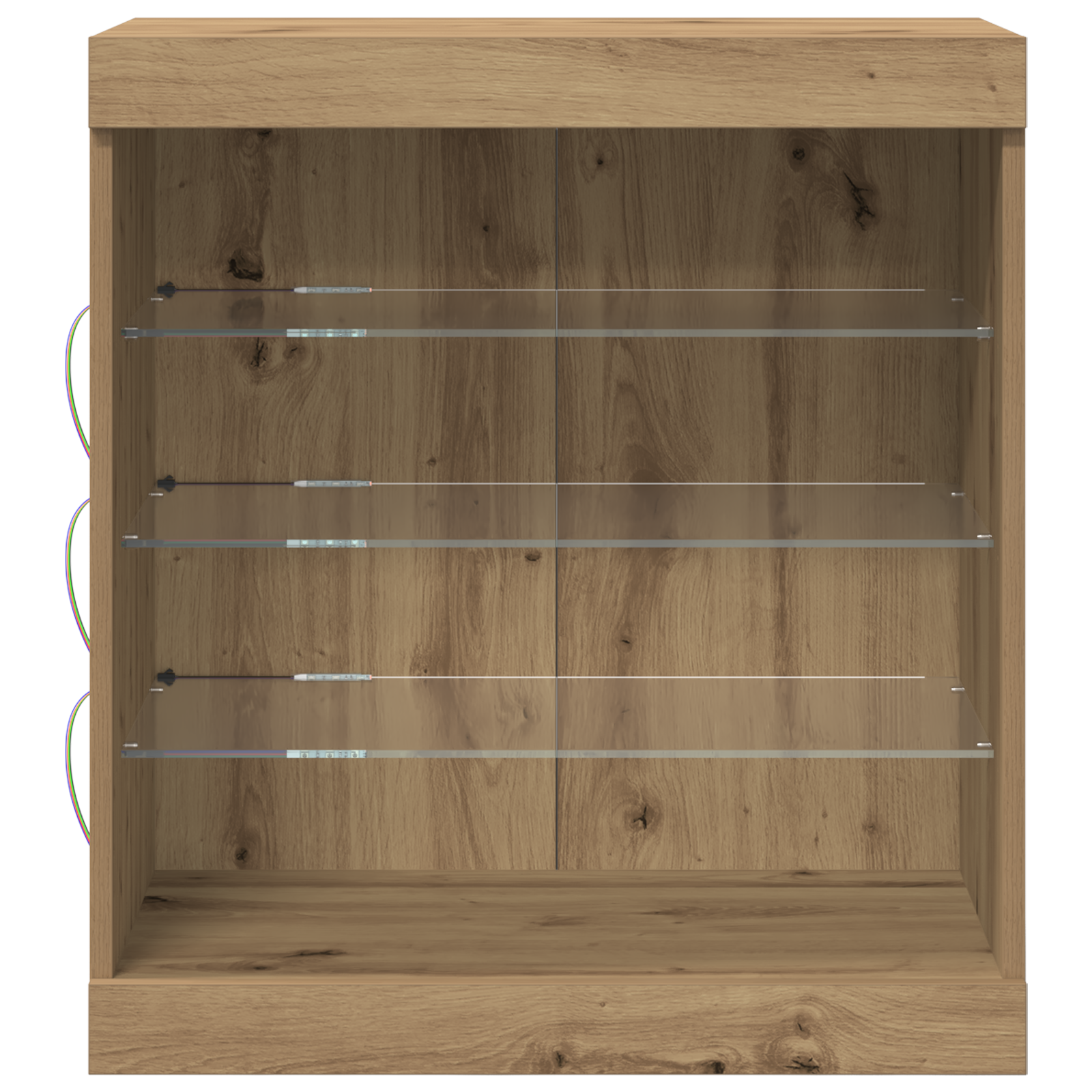 Buffet vidaXL avec lumières LED Chêne artisan 60,5x37x67 cm