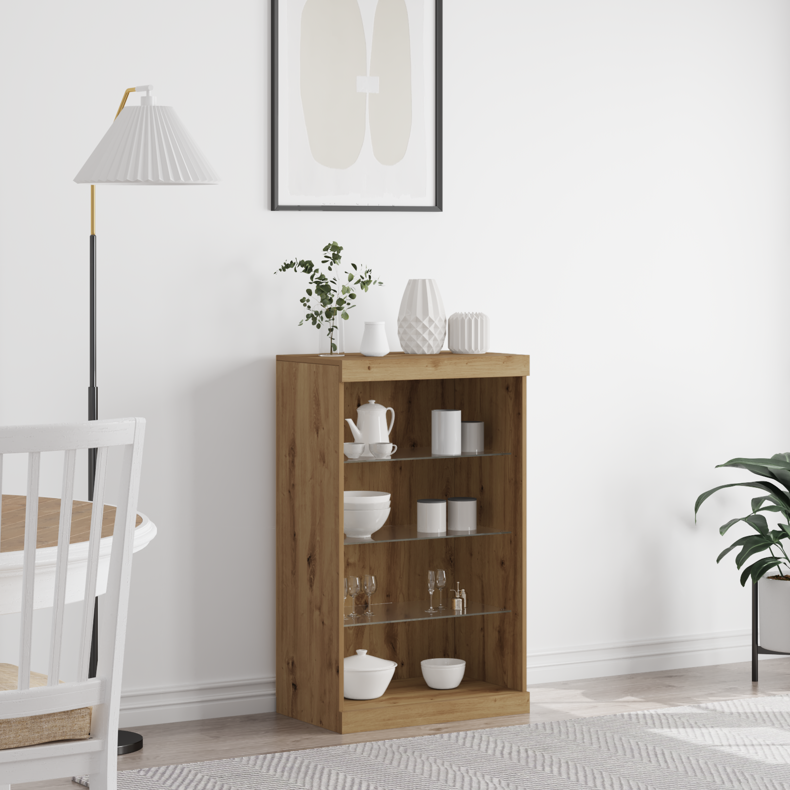 Meuble TV vidaXL avec lumières LED Chêne Artisan 60,5x37x100 cm