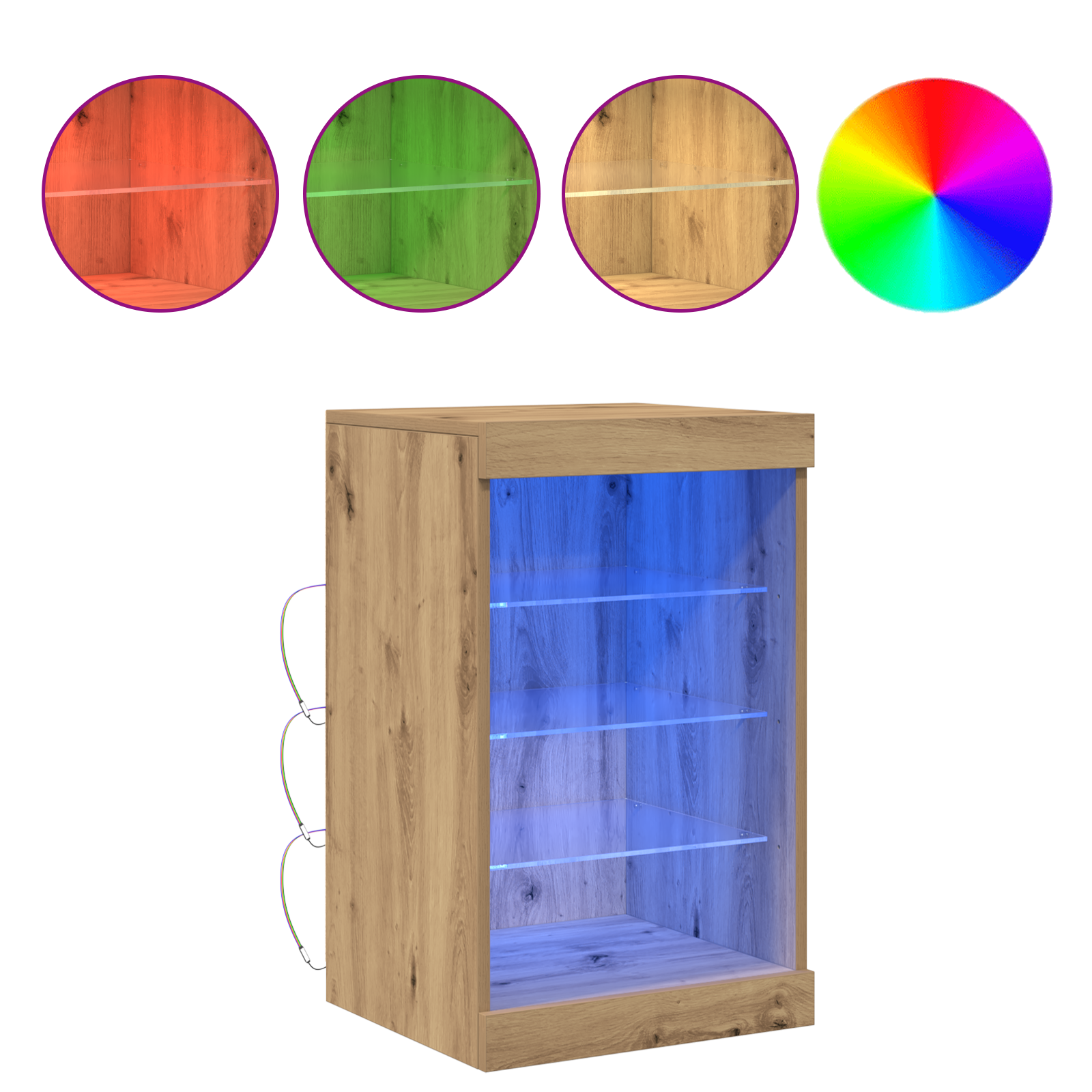 Buffet vidaXL avec lumières LED chêne artisanal 41x37x67 cm