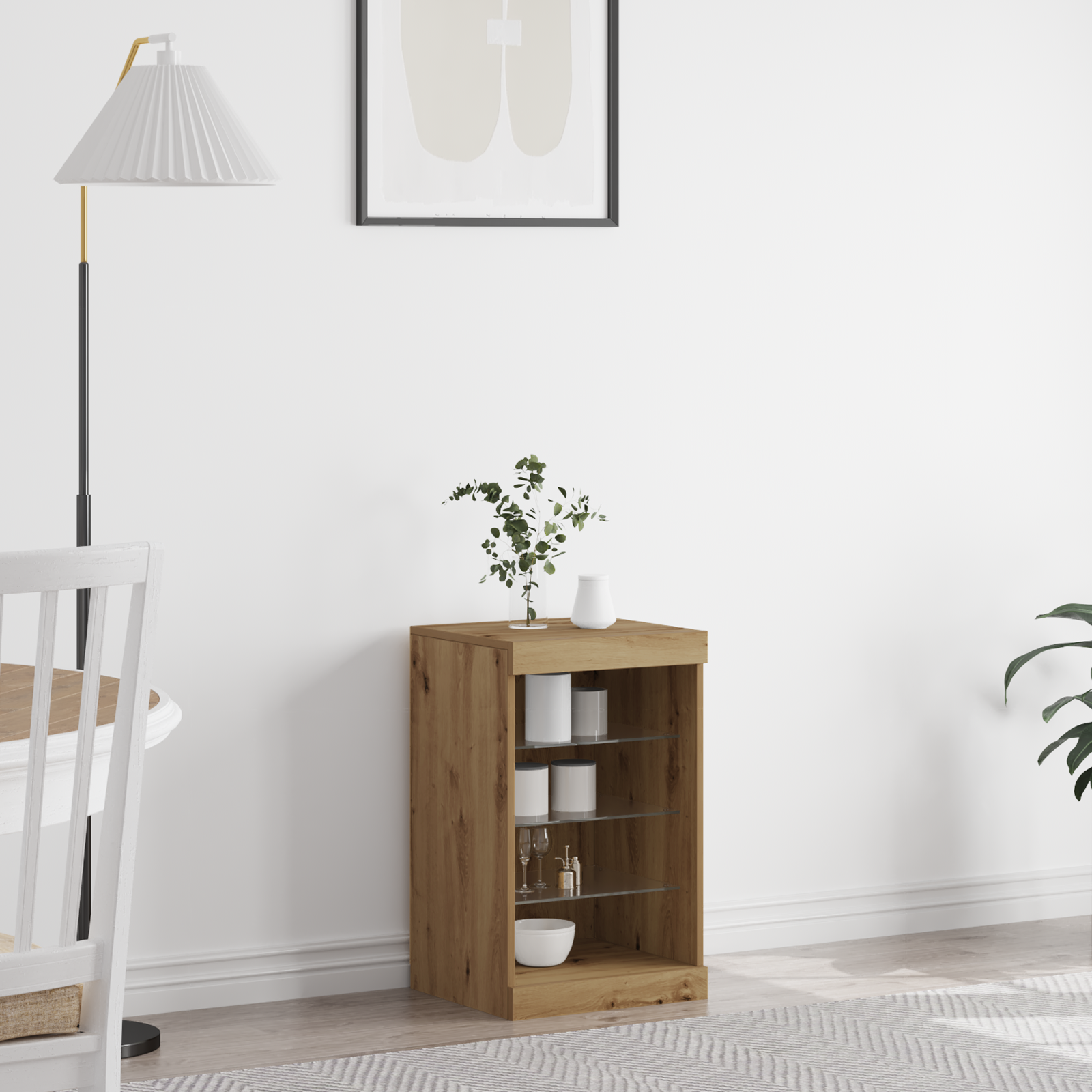 Buffet vidaXL avec lumières LED chêne artisanal 41x37x67 cm