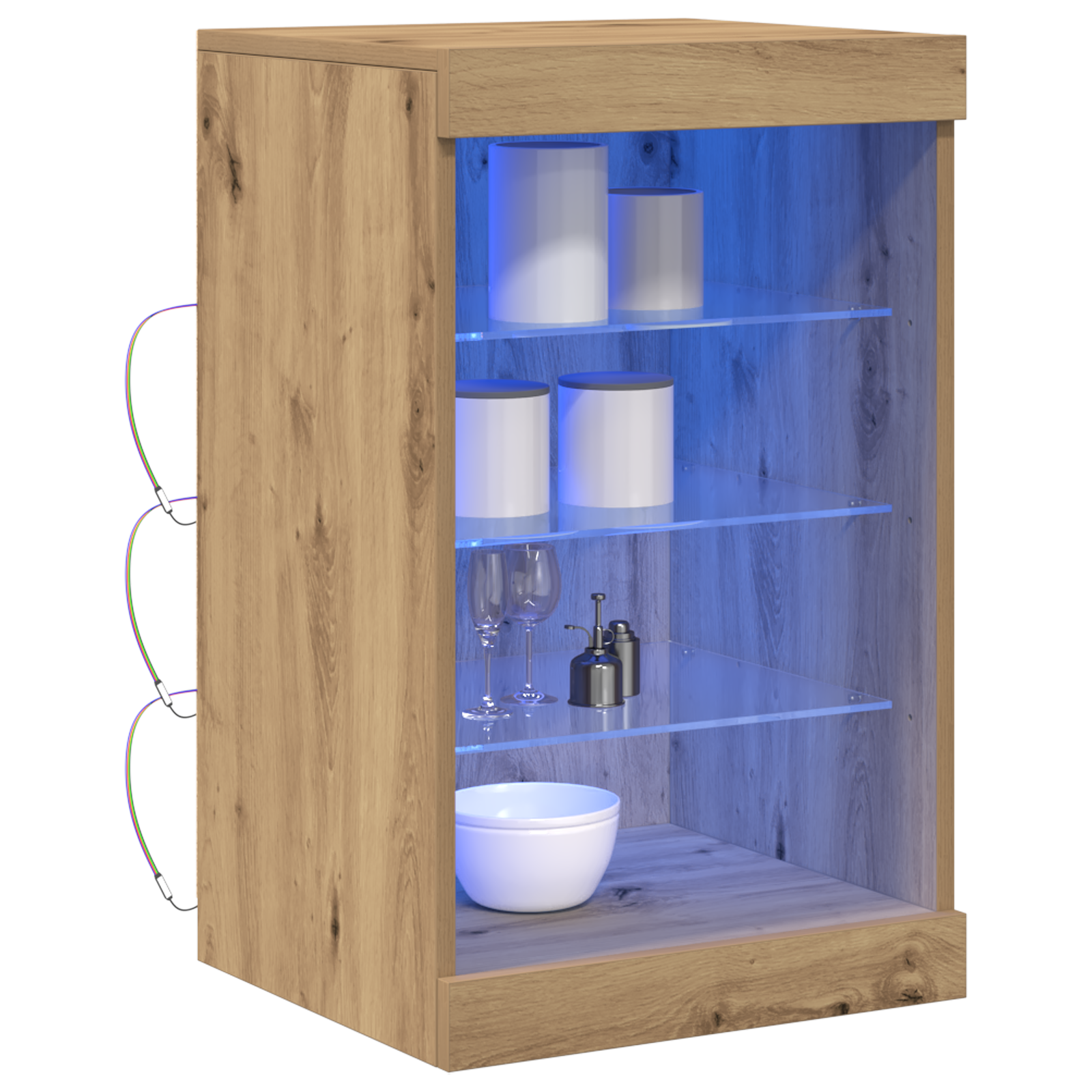 Buffet vidaXL avec lumières LED chêne artisanal 41x37x67 cm