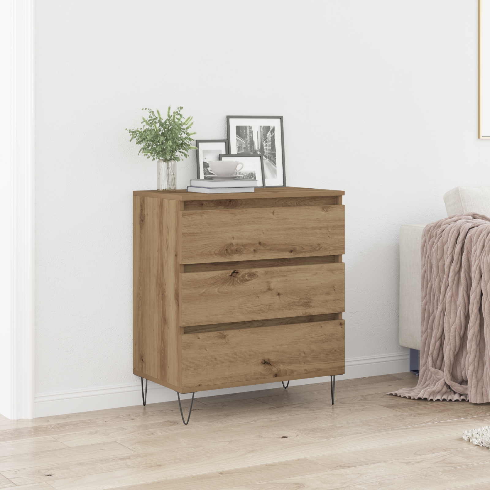 Meuble TV vidaXL avec tiroirs Chêne Artisan 60x35x70 cm Bois d'ingénierie