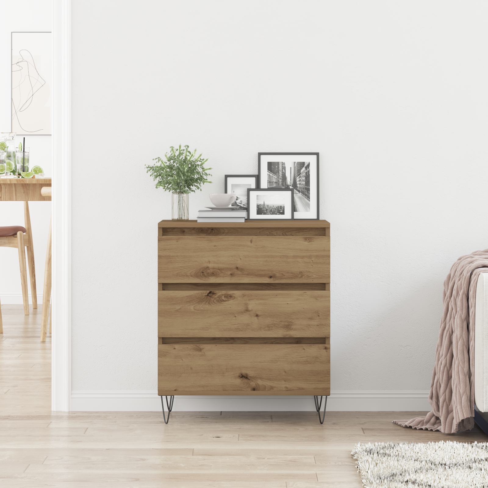 Meuble TV vidaXL avec tiroirs Chêne Artisan 60x35x70 cm Bois d'ingénierie