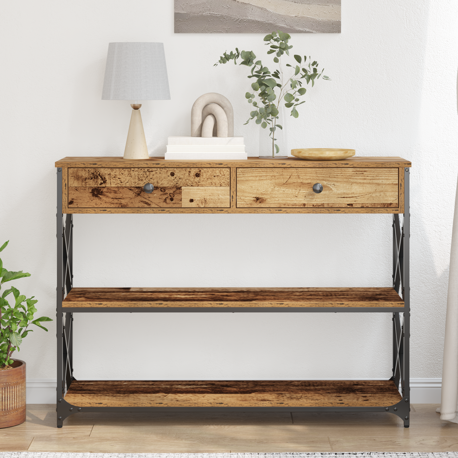 Table Console avec tiroir Bois ancien 100 x 28 x 75 cm - XIOS