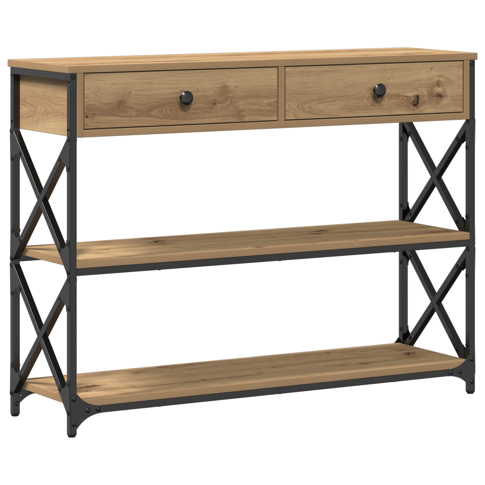 Table Console avec tiroir chêne artisanal 100 x 28 x 75 cm - XIOS