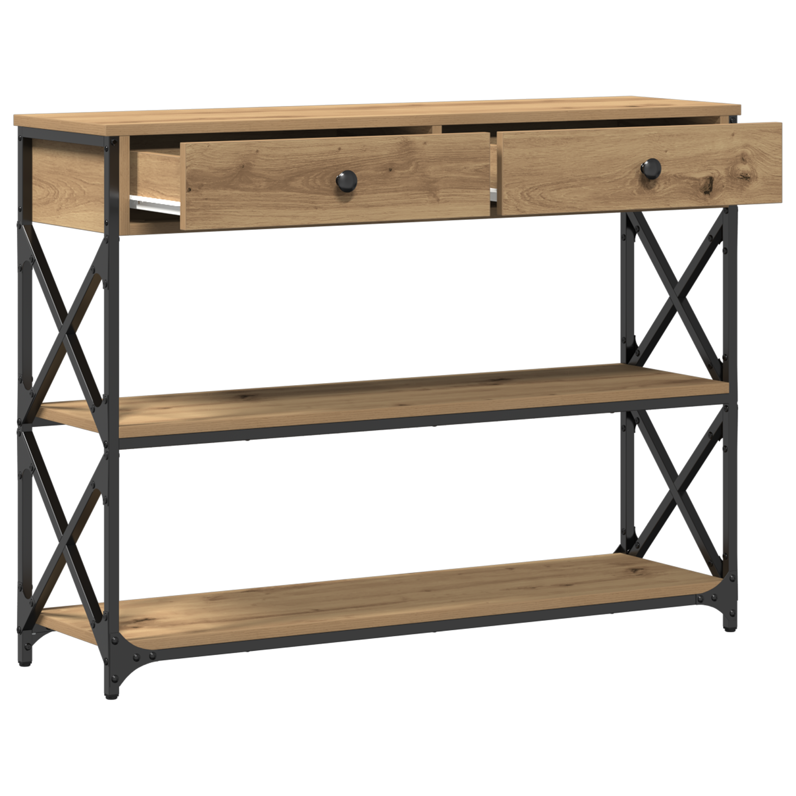 Table Console avec tiroir chêne artisanal 100 x 28 x 75 cm - XIOS