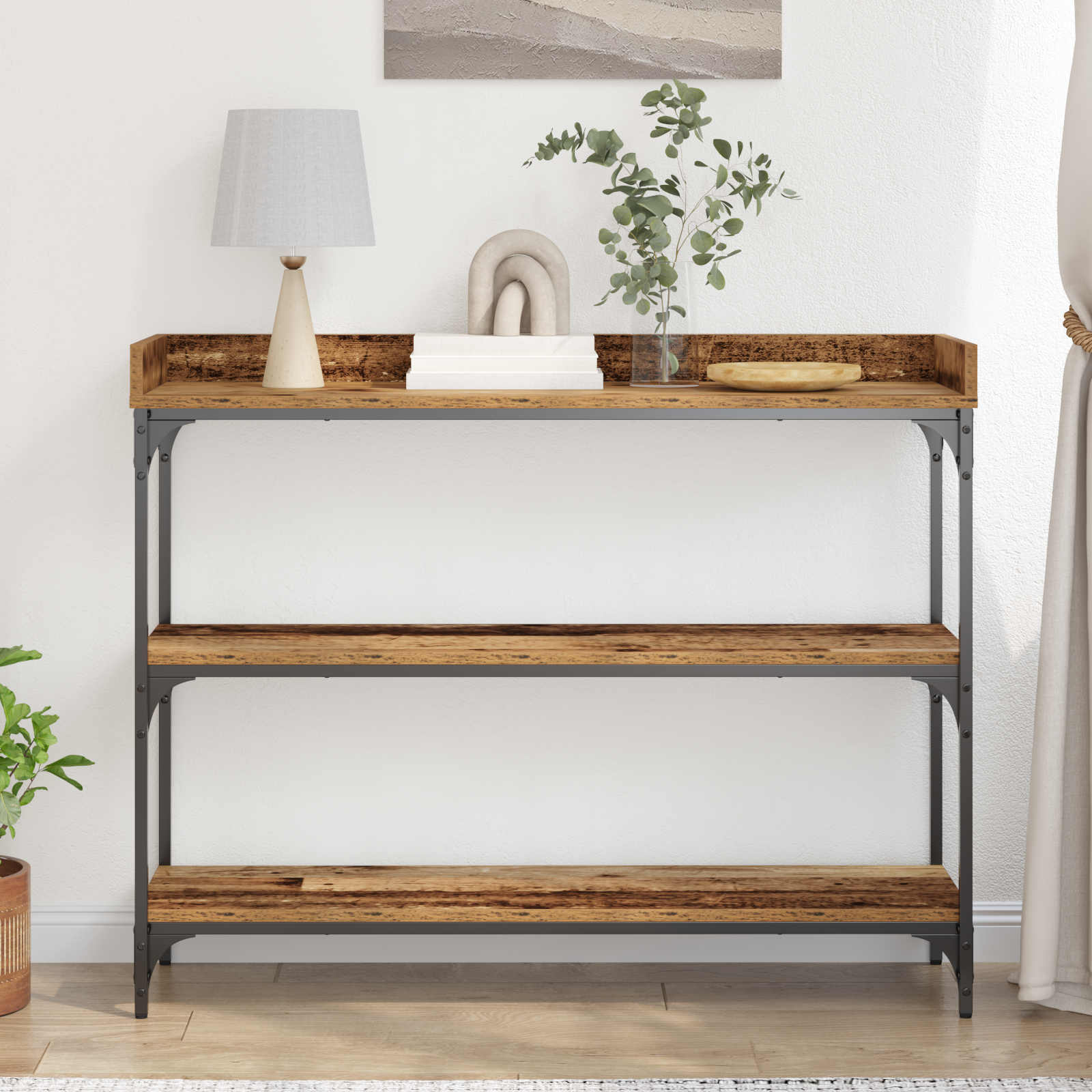 Table Console vidaXL Bois Ancien 100x30x80 cm Bois Ingénierie et Acier