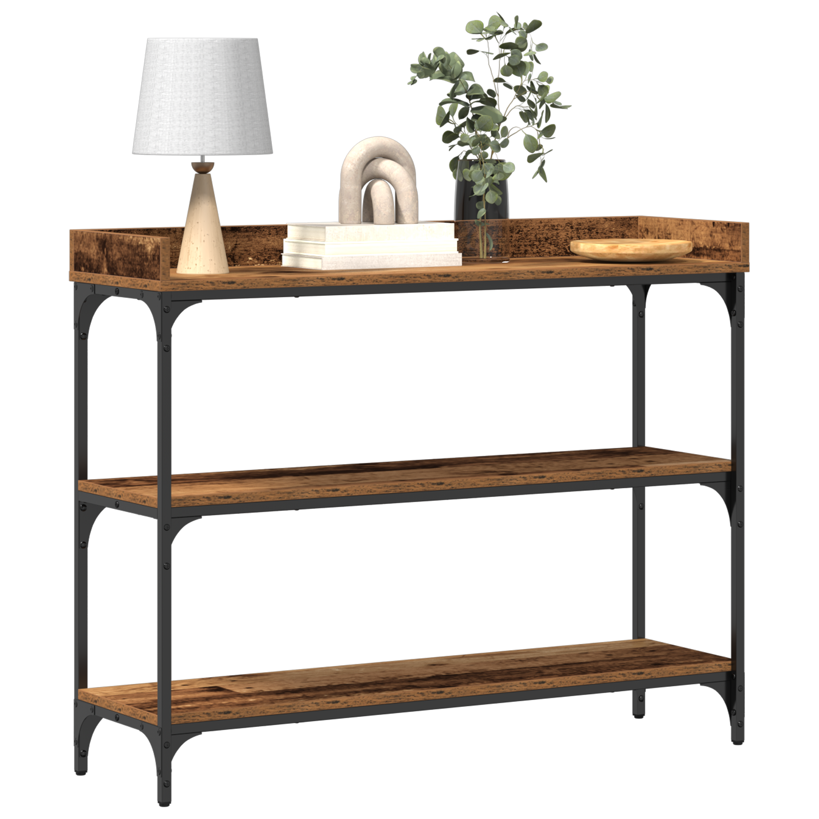 Table Console vidaXL Bois Ancien 100x30x80 cm Bois Ingénierie et Acier