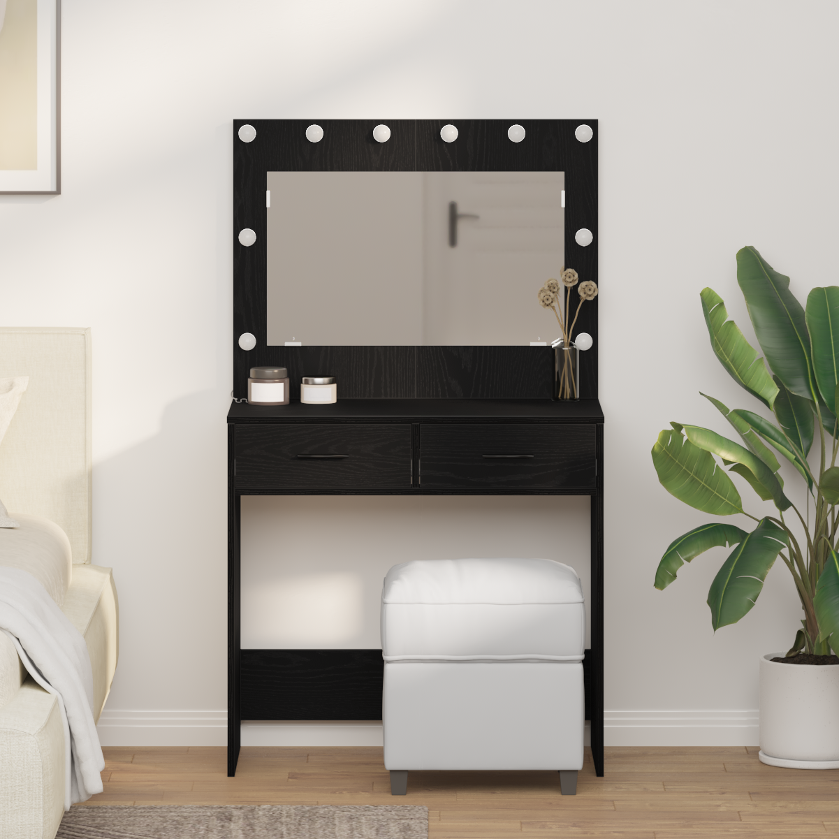 Coiffeuse Chêne noir 78.5 x 41 x 135 cm Bois d'ingénierie - XIOS