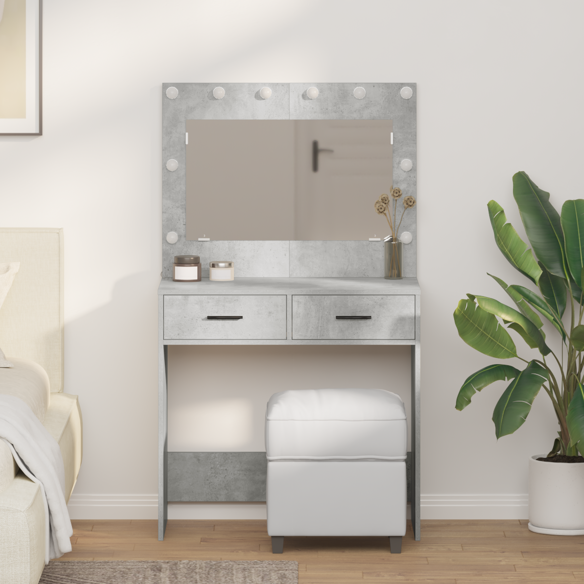 Coiffeuse Gris béton 78.5 x 41 x 135 cm Bois d'ingénierie - XIOS
