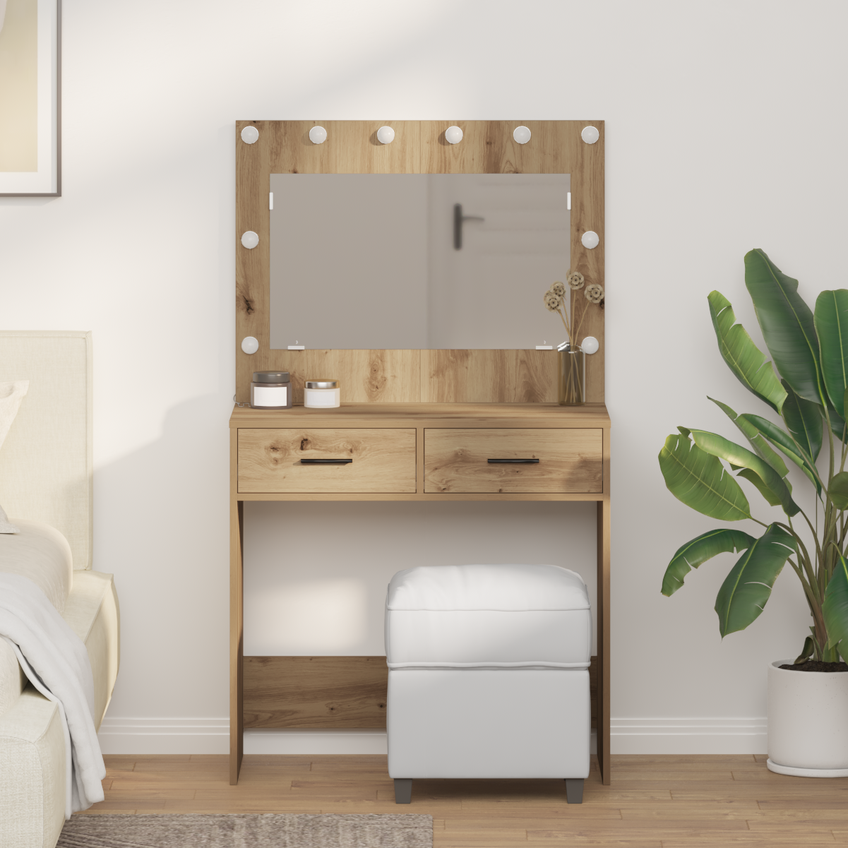 Coiffeuse chêne artisanal 78.5 x 41 x 135 cm Bois d'ingénierie - XIOS