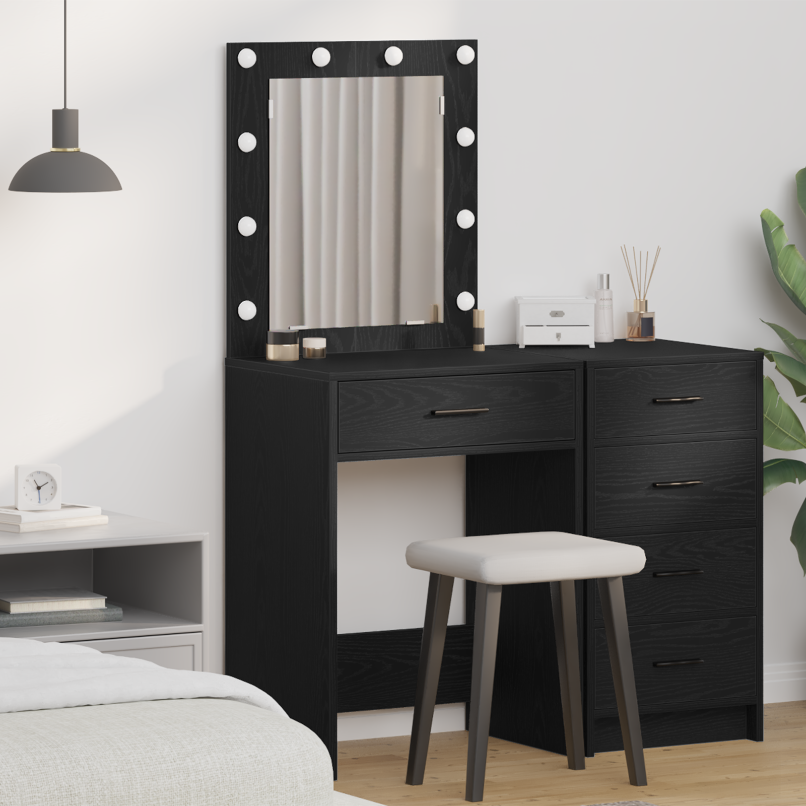 Coiffeuse Chêne noir 50 x 41 x 135 cm Bois d'ingénierie - XIOS