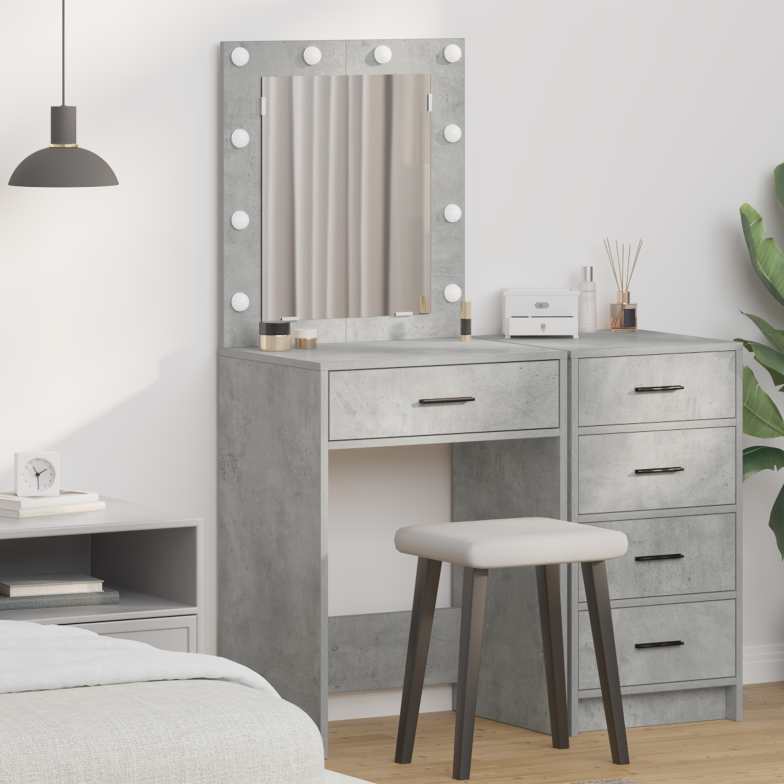 Coiffeuse Gris béton 50 x 41 x 135 cm Bois d'ingénierie - XIOS