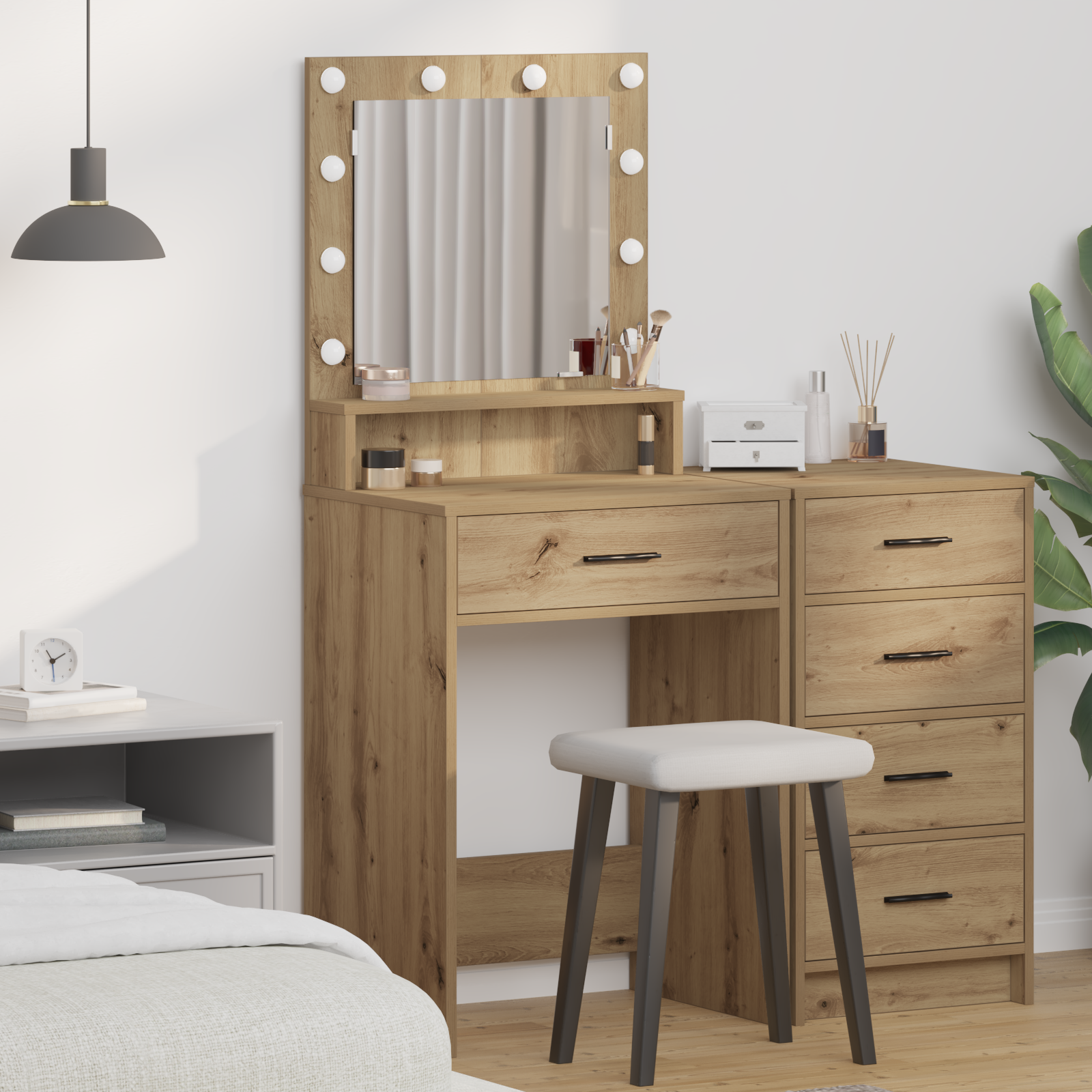 Coiffeuse chêne artisanal 79 x 41 x 135 cm Bois d'ingénierie - XIOS