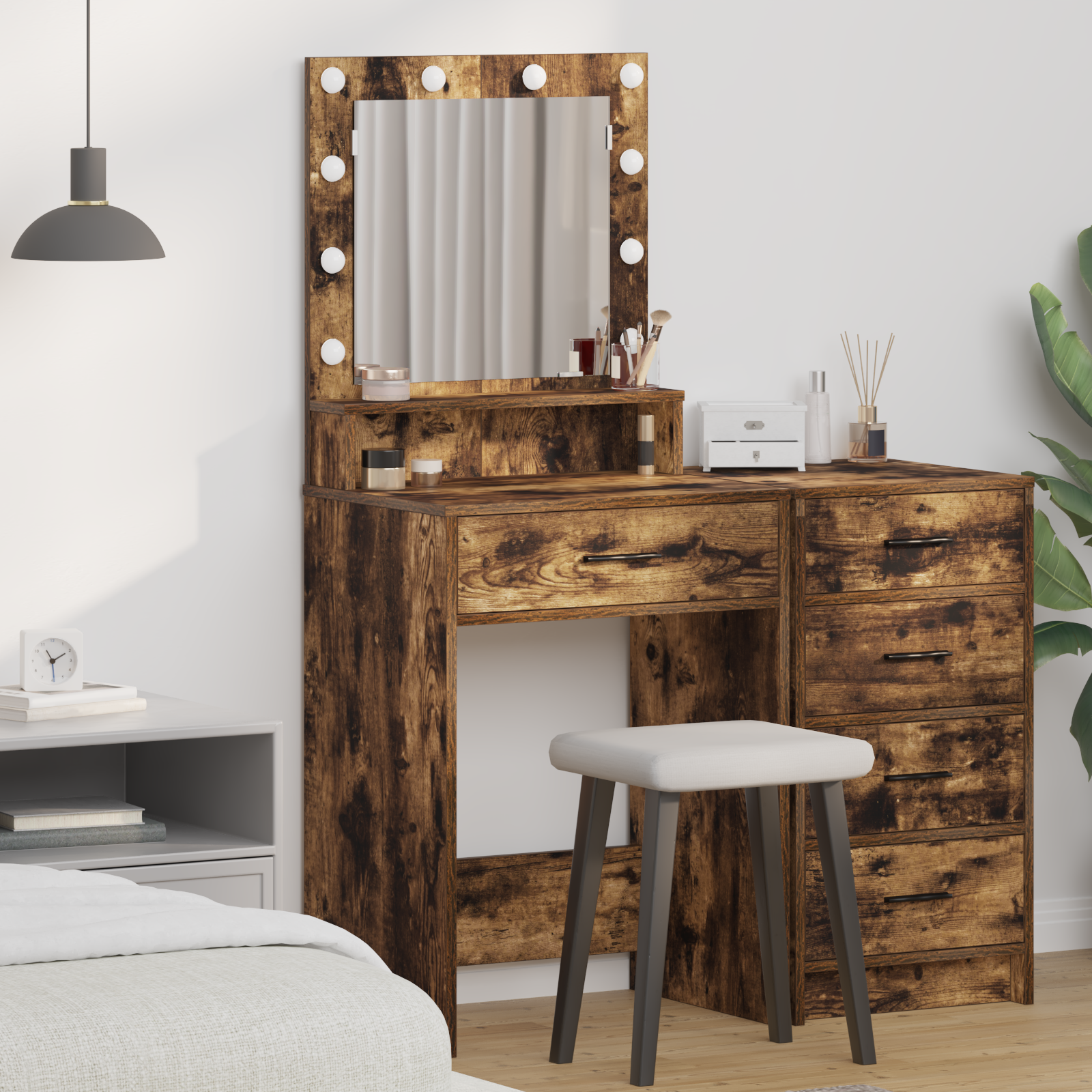 Coiffeuse Chêne fumé 50 x 41 x 135 cm Bois d'ingénierie