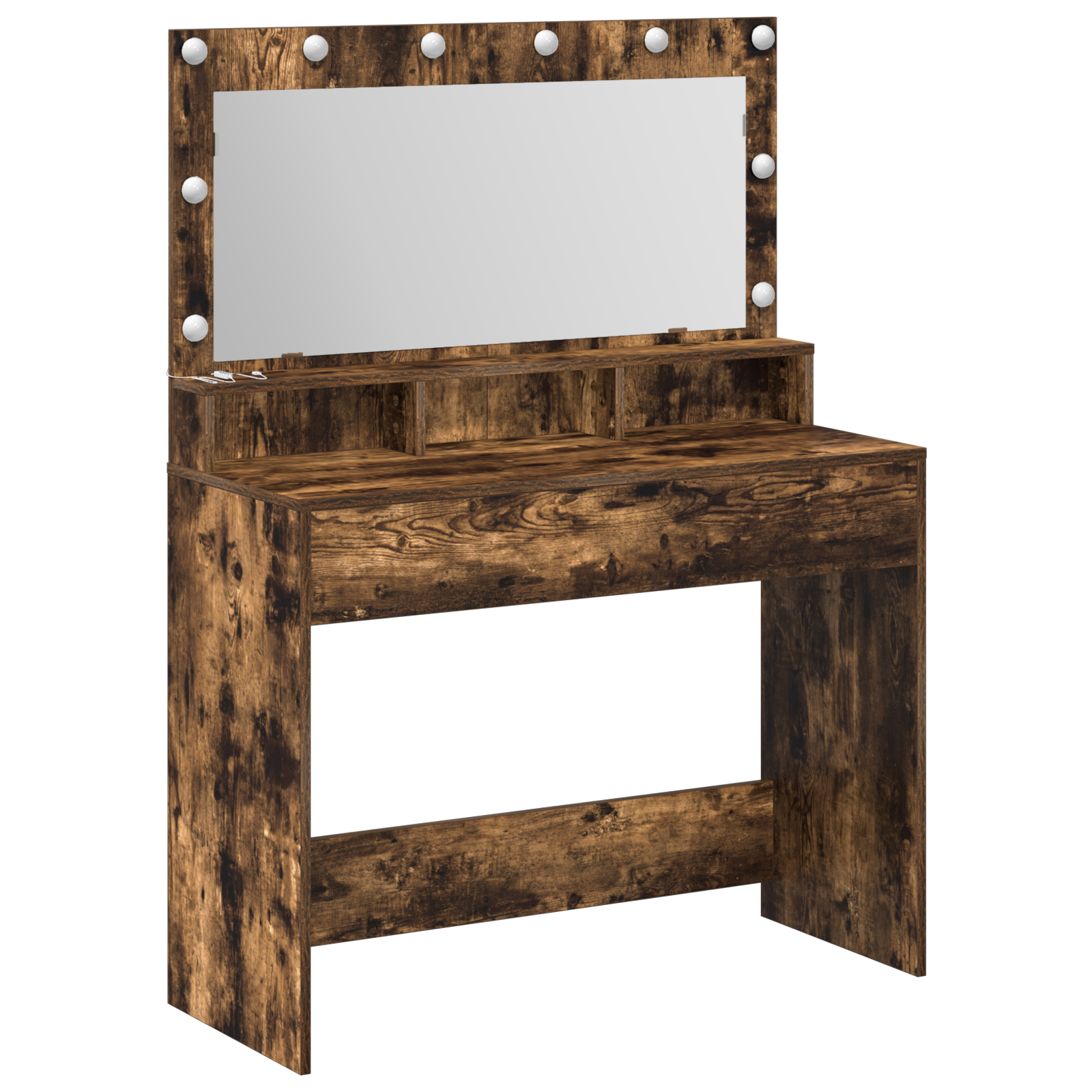 Table de maquillage vidaXL avec lumières LED - Chêne fumé 100x41x135 cm
