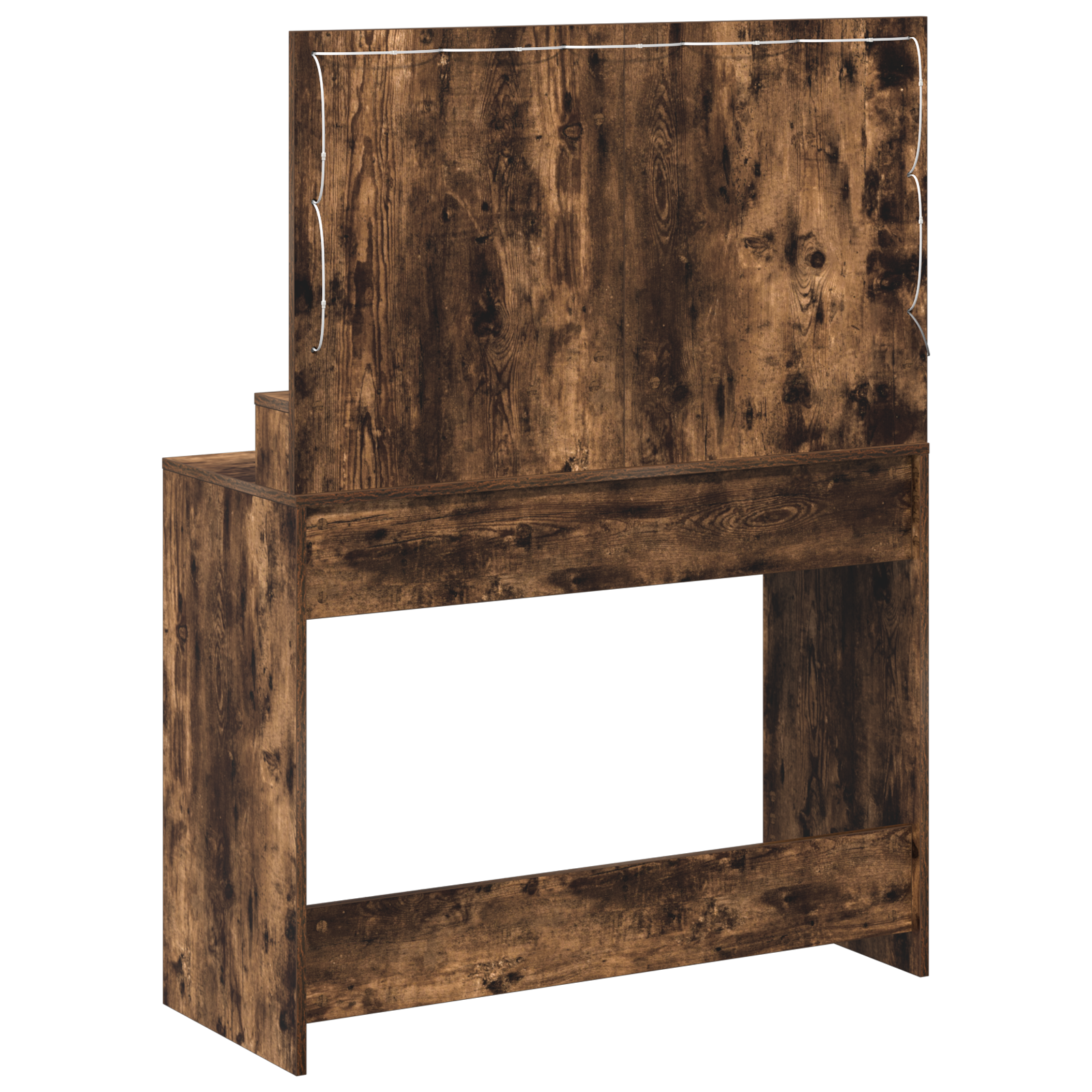 Table de maquillage vidaXL avec lumières LED - Chêne fumé 100x41x135 cm