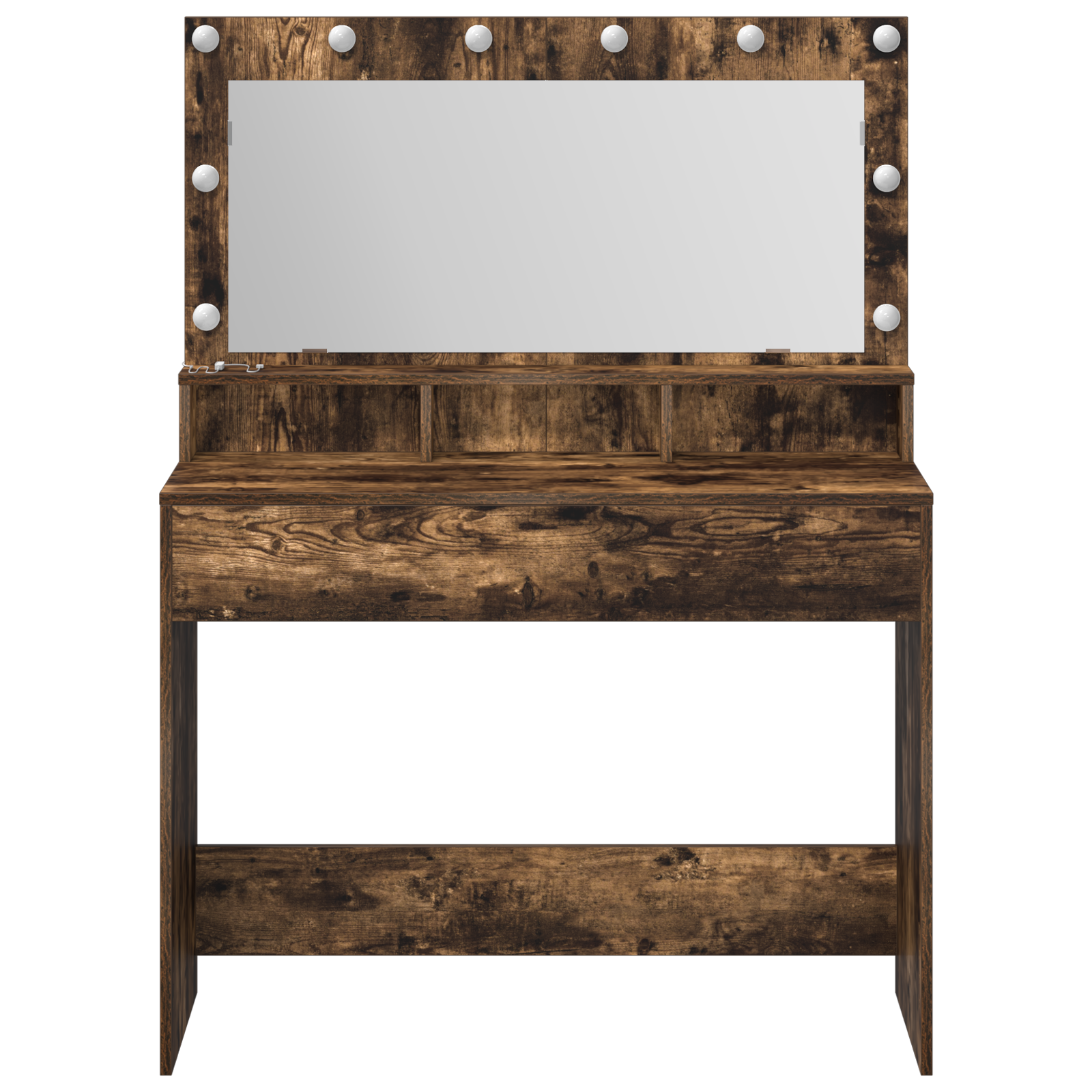 Table de maquillage vidaXL avec lumières LED - Chêne fumé 100x41x135 cm