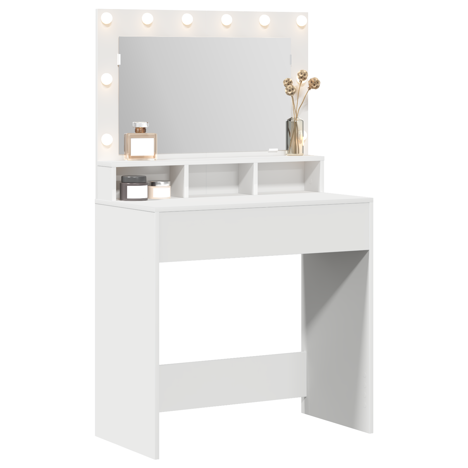 Coiffeuse avec étagère Blanc 79 x 41 x 135 cm Bois d'ingénierie - XIOS