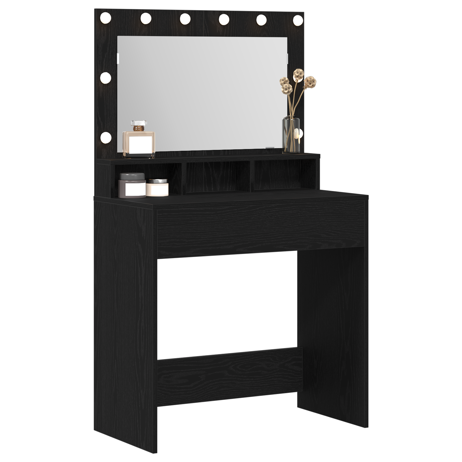 Coiffeuse vidaXL avec des lumières LED - Chêne Noir 79x41x135 cm